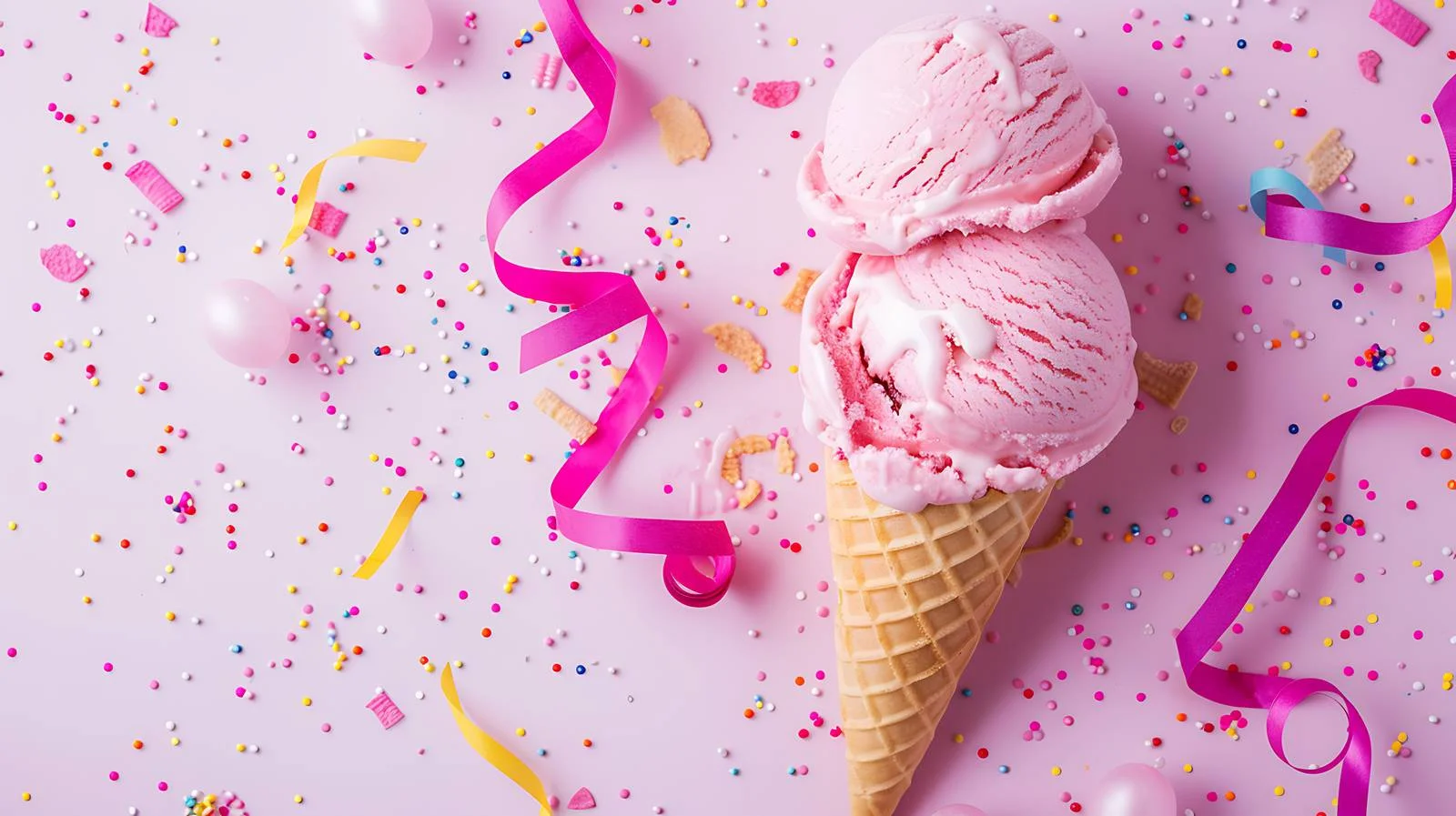 Pink Ice Cream Scoop with Cone — free download from Dotvec