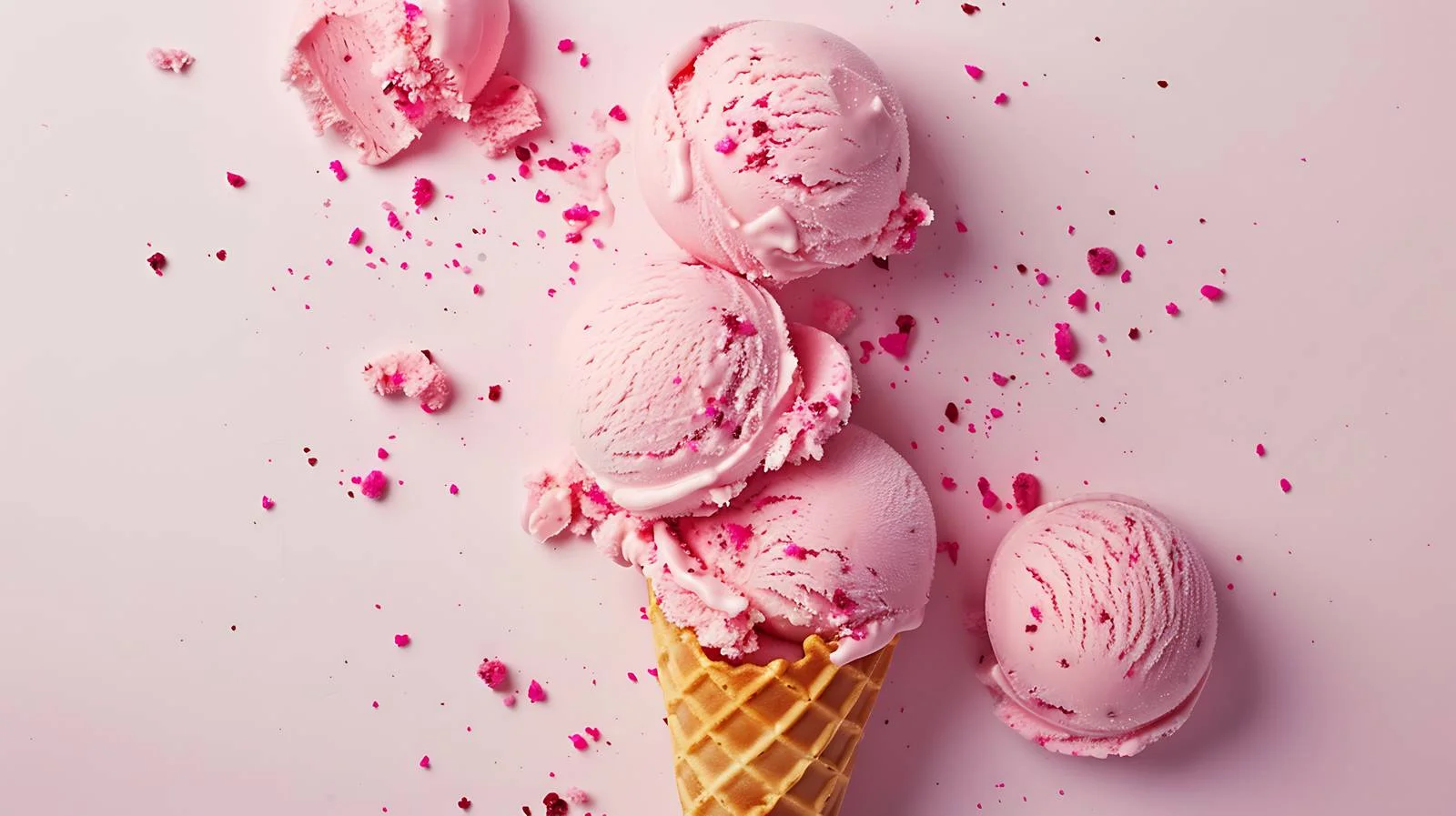 Pink Ice Cream Scoop with Cone – free frozen dessert image from Dotvec