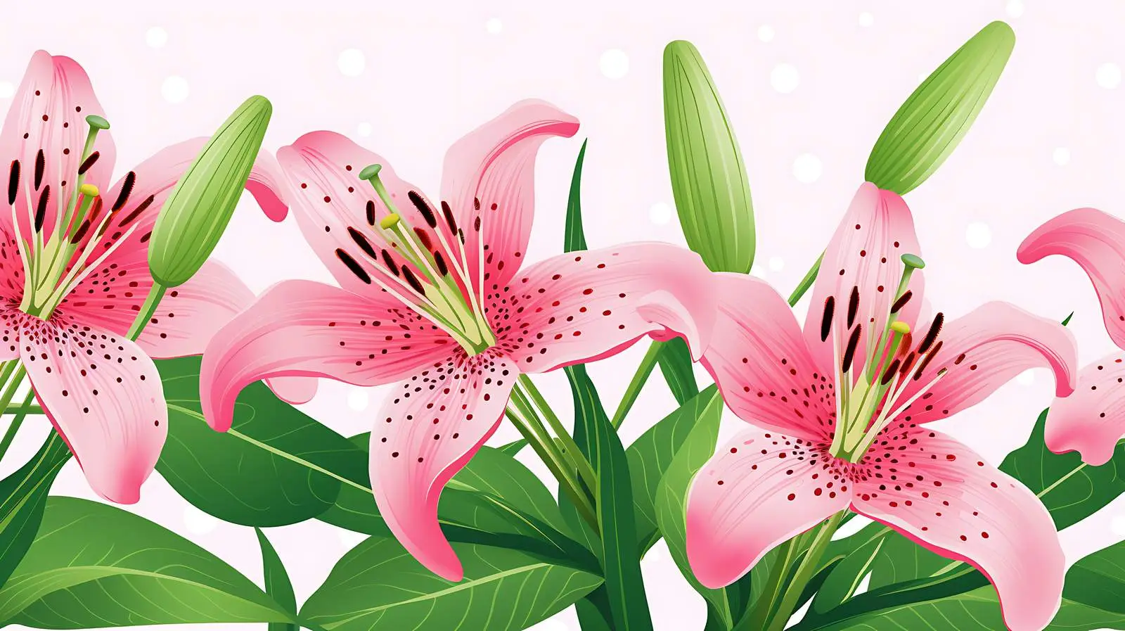Elegant Pink Lily on Green Dotted Background — free download from Dotvec