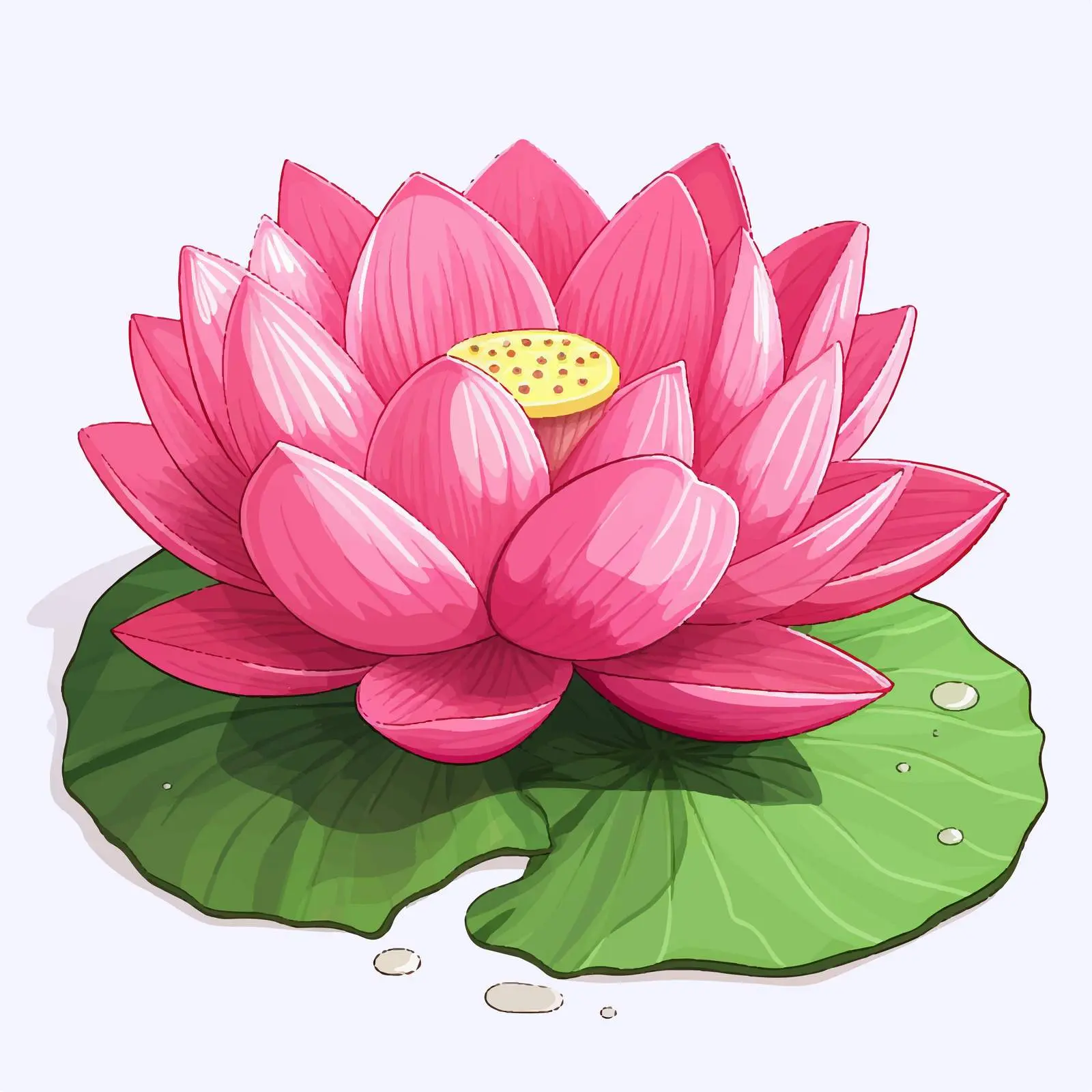 Pink Lotus on Green Leaf Vector Illustration — free download from Dotvec