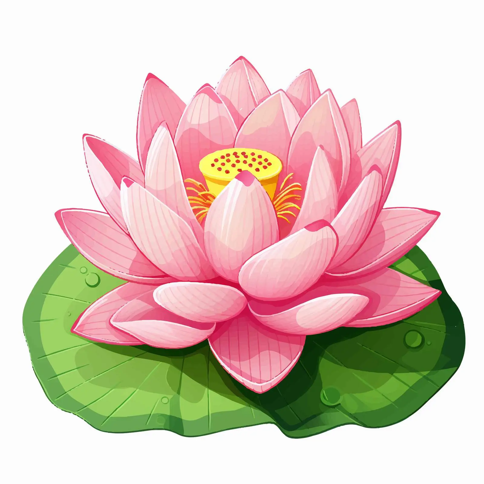 Pink Lotus on Green Leaf Vector Illustration – free illustration clipart image from Dotvec