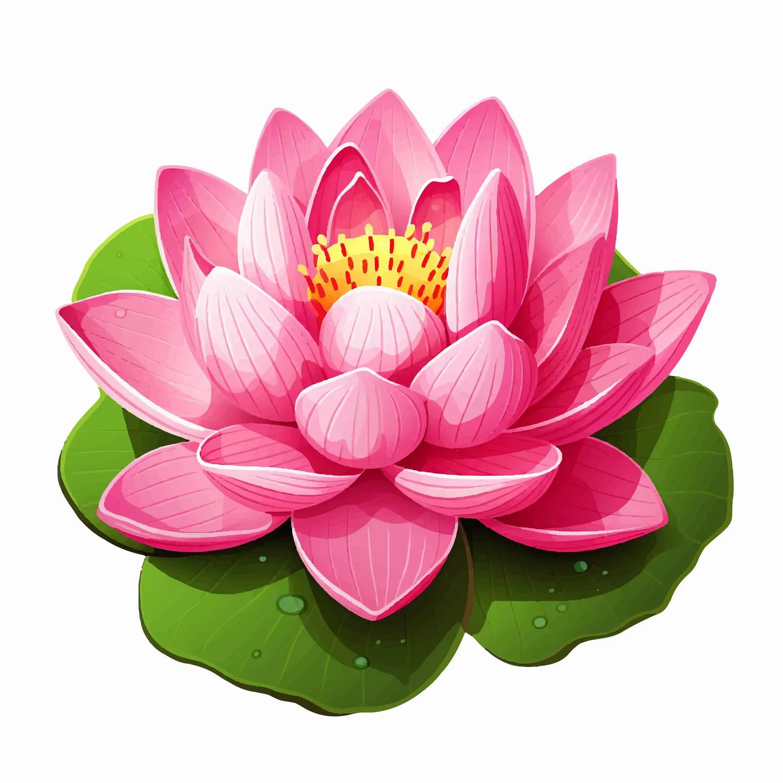 Pink Lotus Flower on Green Leaf Illustration — free download from Dotvec