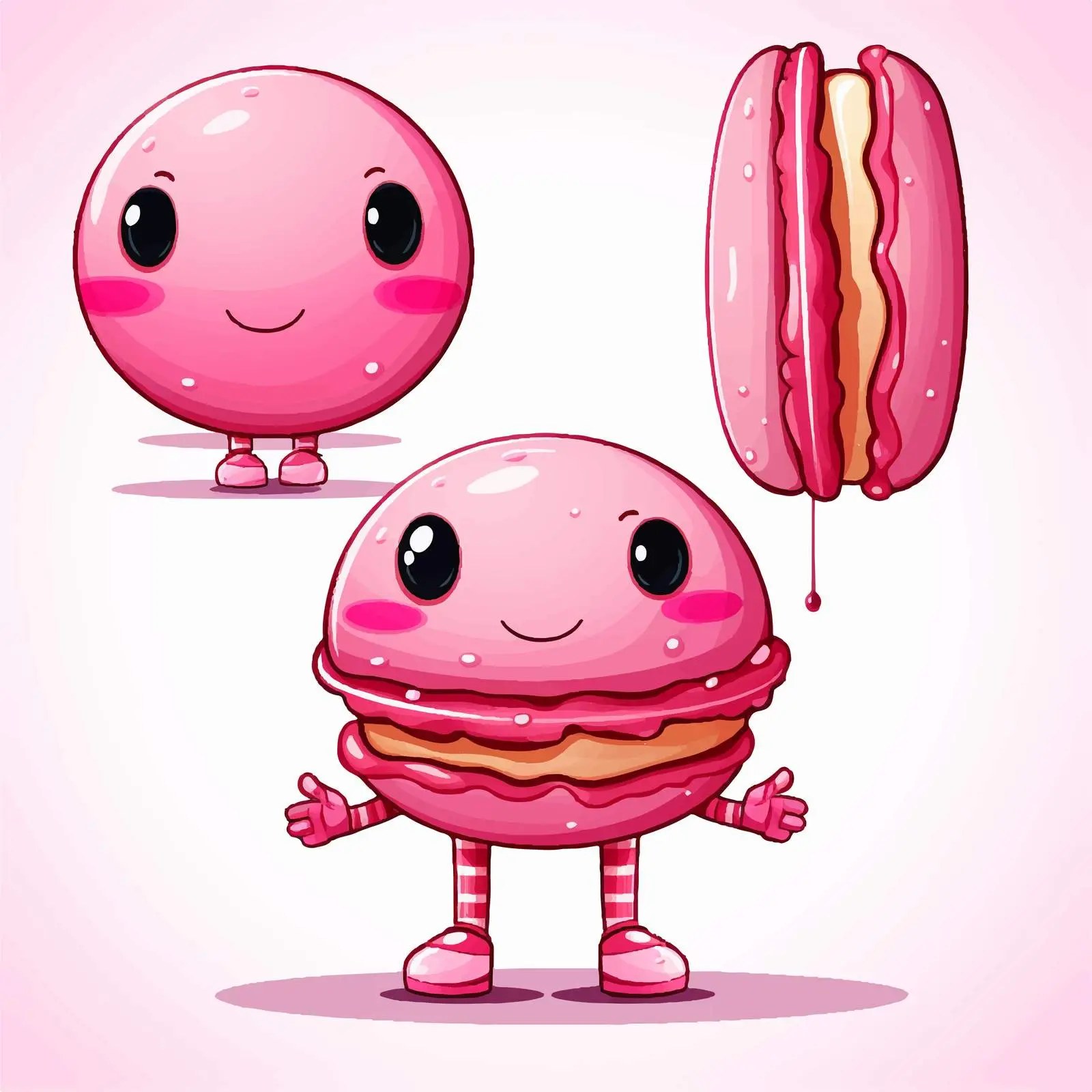 Cute Pink Macaron Character Vector Illustration — free download from Dotvec