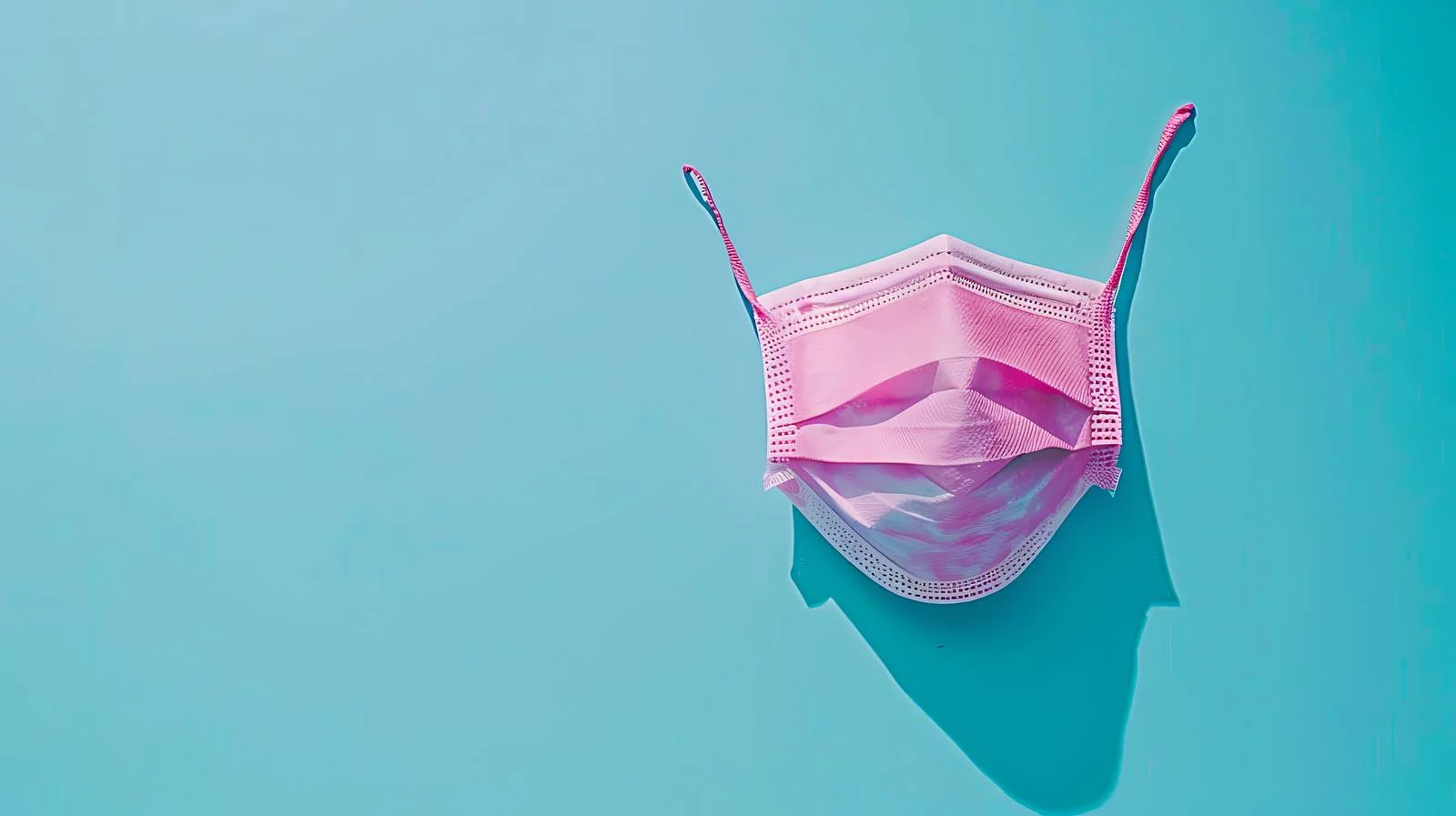 Pink Medical Face Mask on Blue — free download from Dotvec
