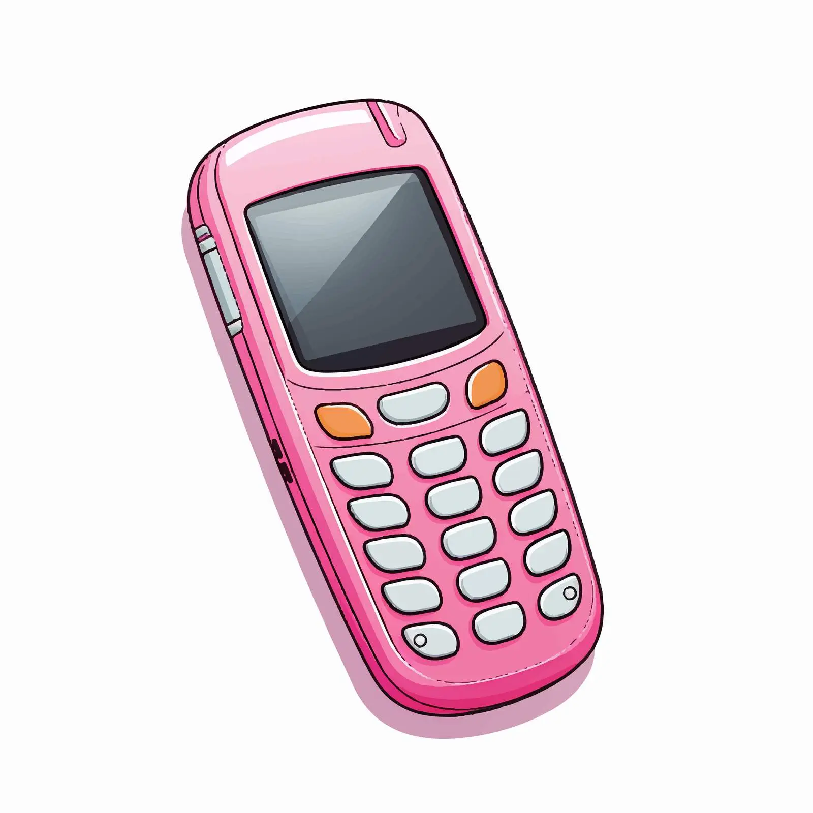 Cartoon Pink Mobile Phone Vector Illustration – free smartphone vector image from Dotvec