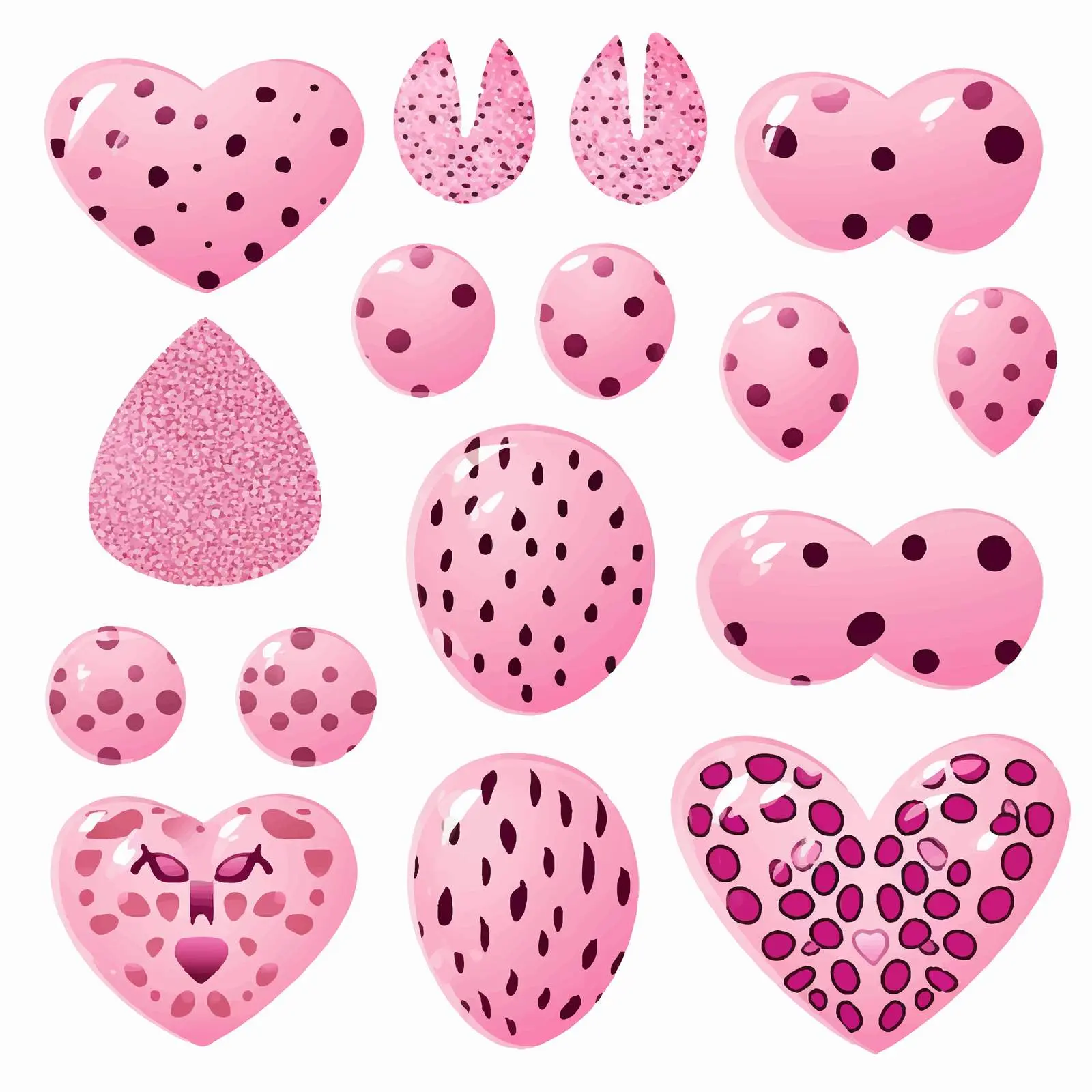 Modern Pink Easter Elements with Leopard Print — free download from Dotvec