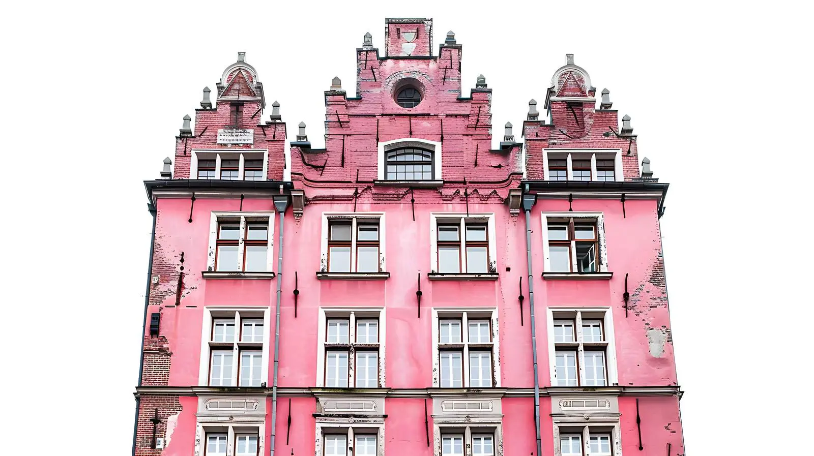 Pink Building in Gdansk, Poland on White Background — free download from Dotvec