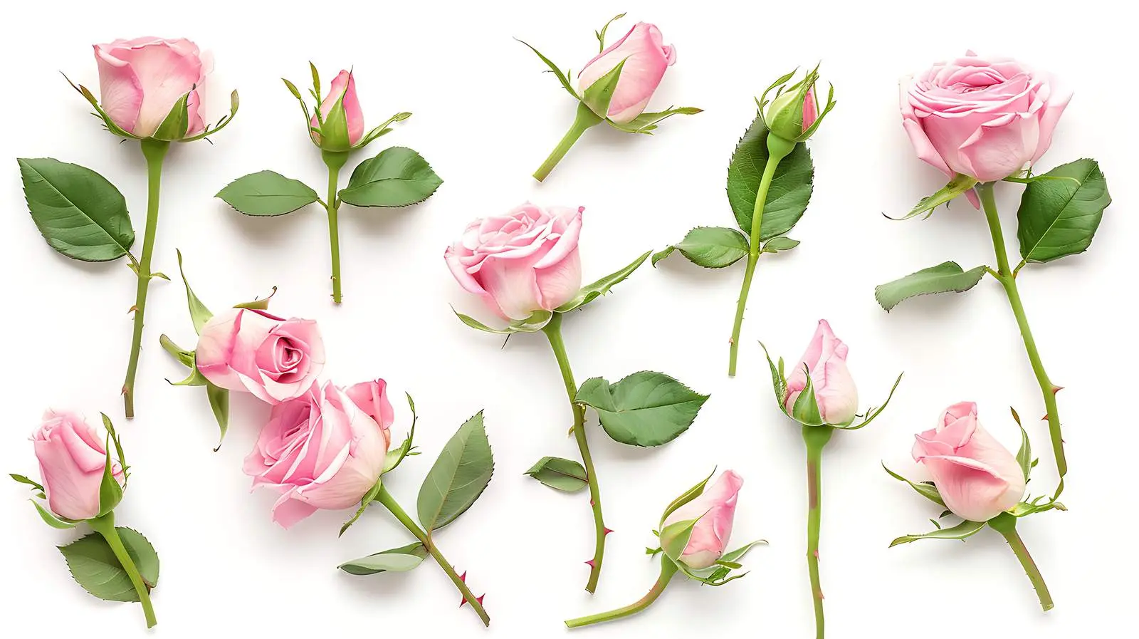 Pink Rose Buds on White Background — free download from Dotvec
