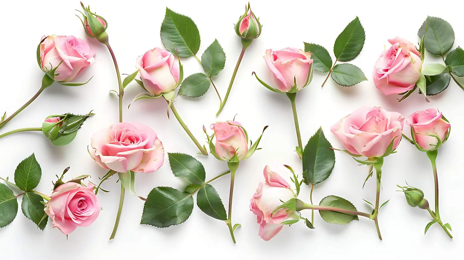 Pink Rose Buds on White Background — free download from Dotvec