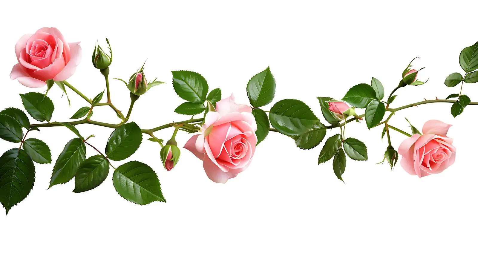 Aesthetic Pink Roses with Branches and Leaves — free download from Dotvec