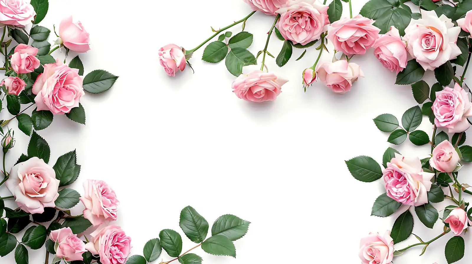 Aesthetic Pink Roses with Branches and Leaves — free download from Dotvec