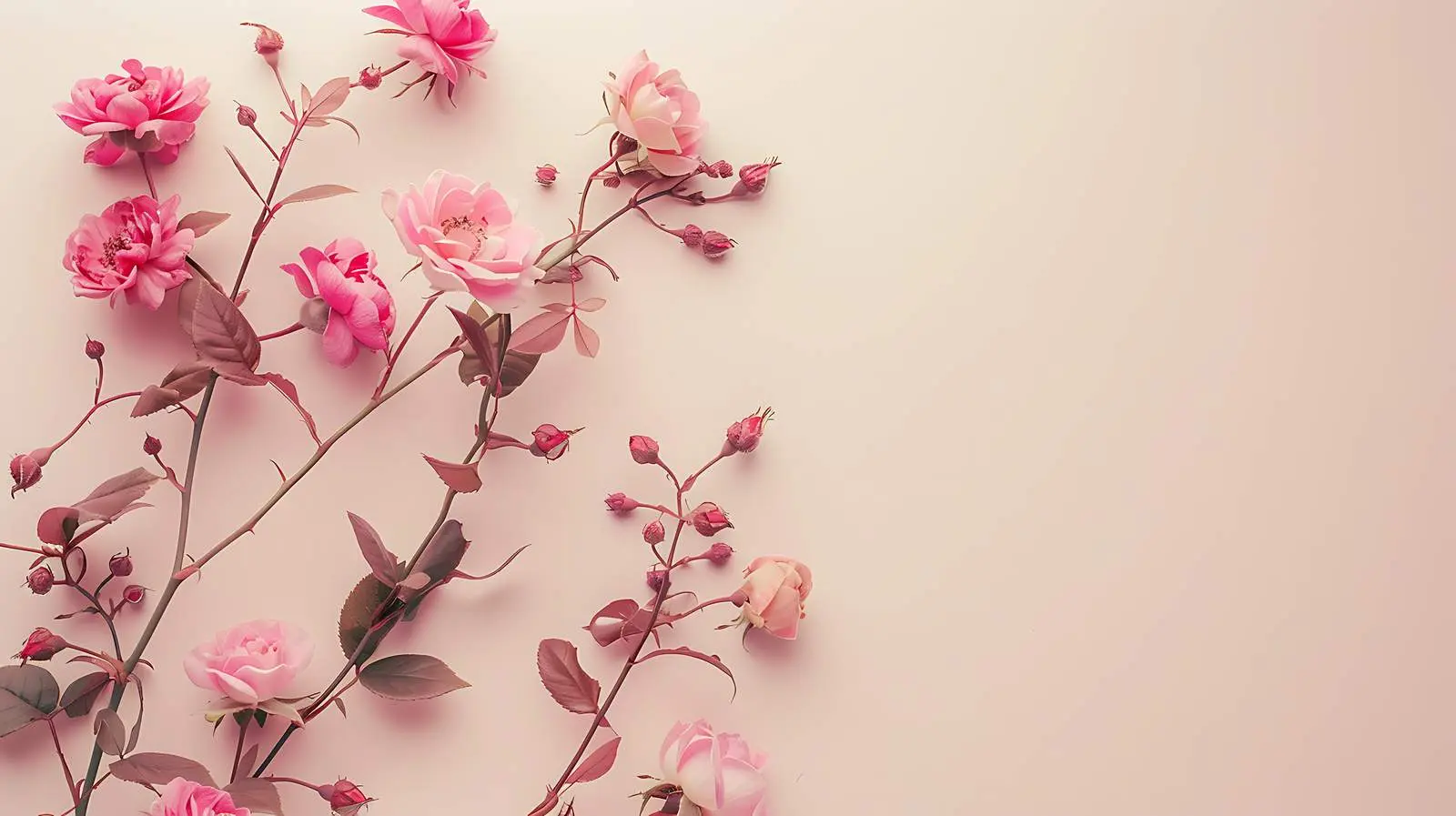 Elegant Pink Roses on Beige Wall — free download from Dotvec