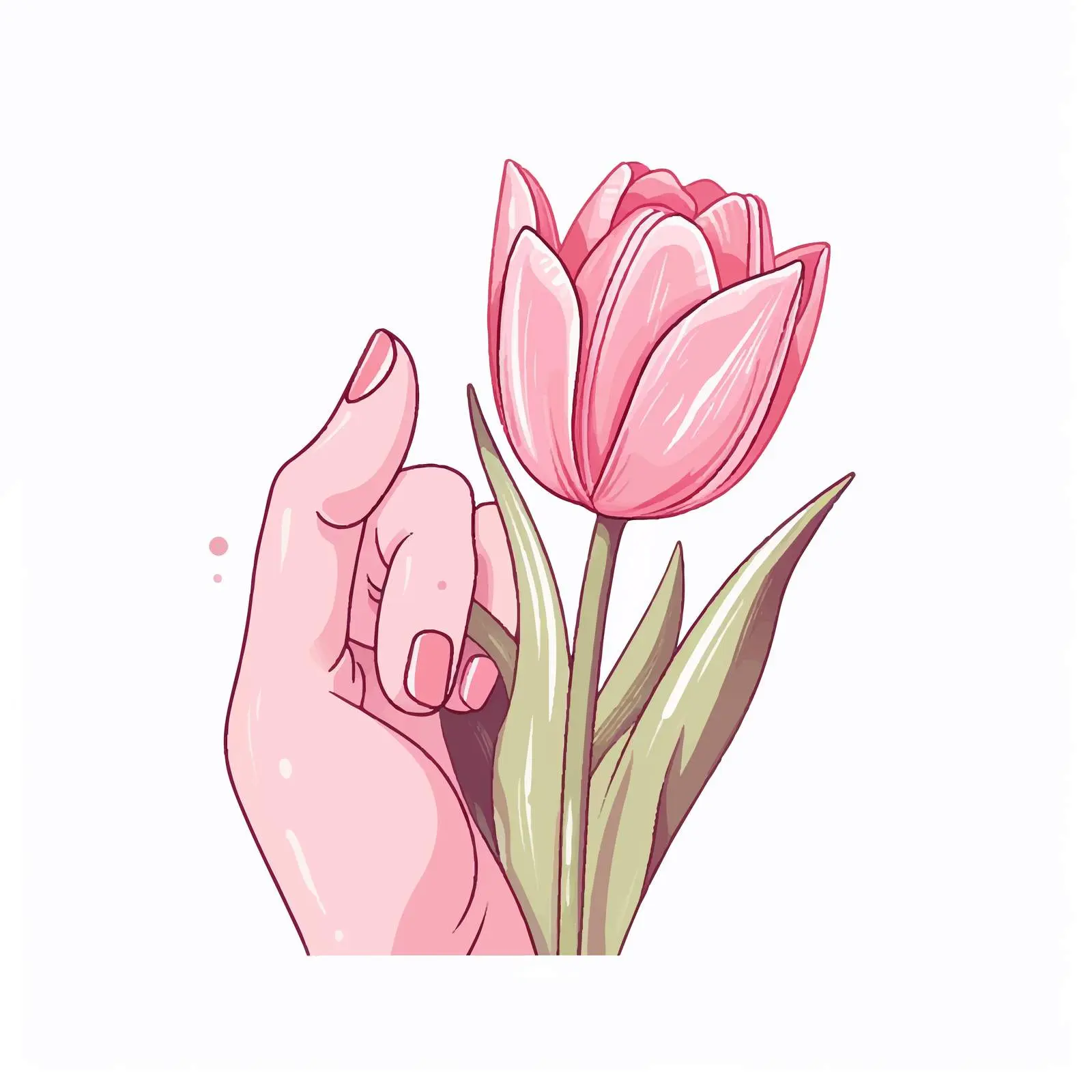 Pink Tulip in Hand with Nail Art Design – free wedding design image from Dotvec