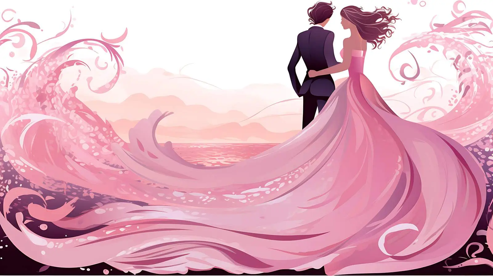 Romantic Pink Wedding Card Illustration — free download from Dotvec