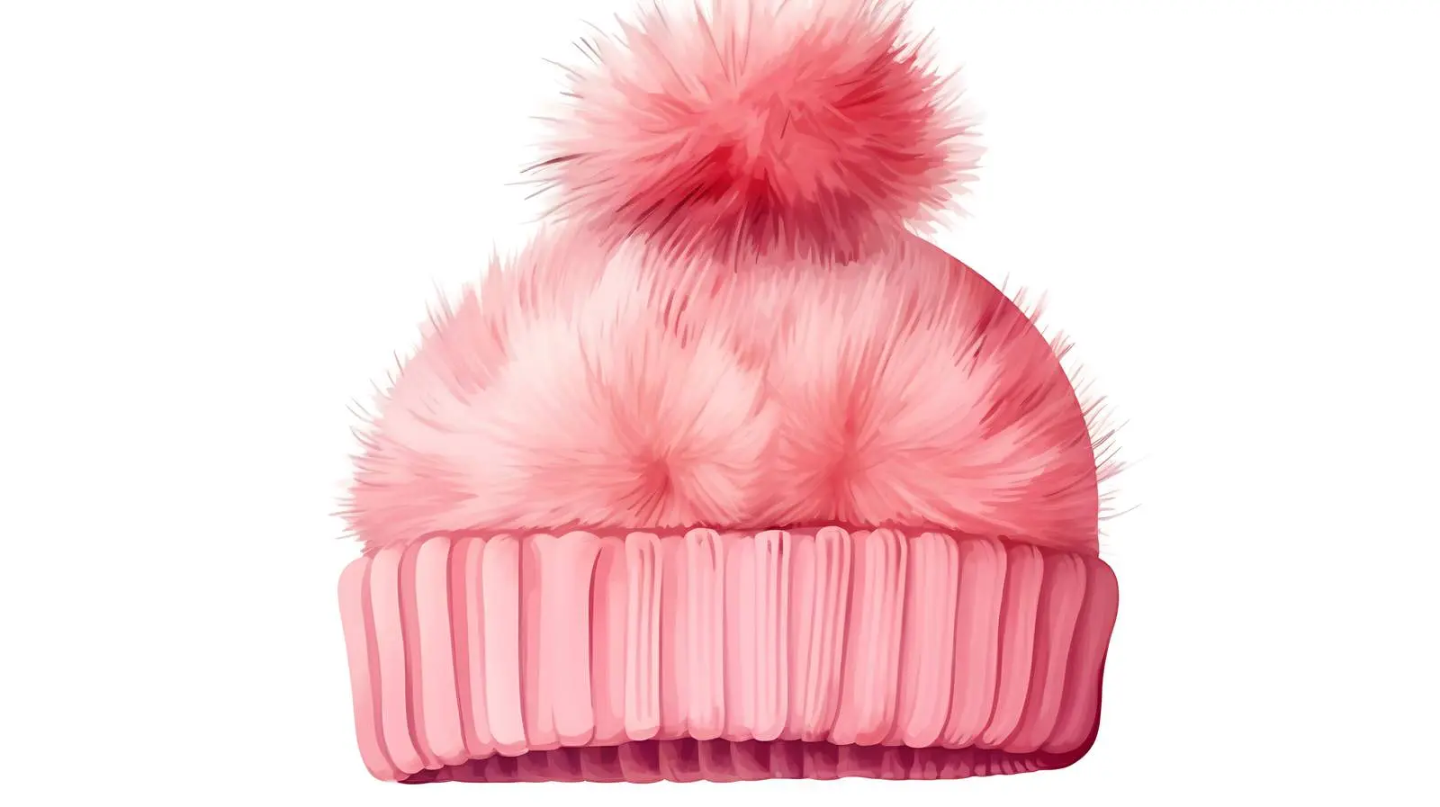 Pink Wool Pompon Hat on White — free download from Dotvec