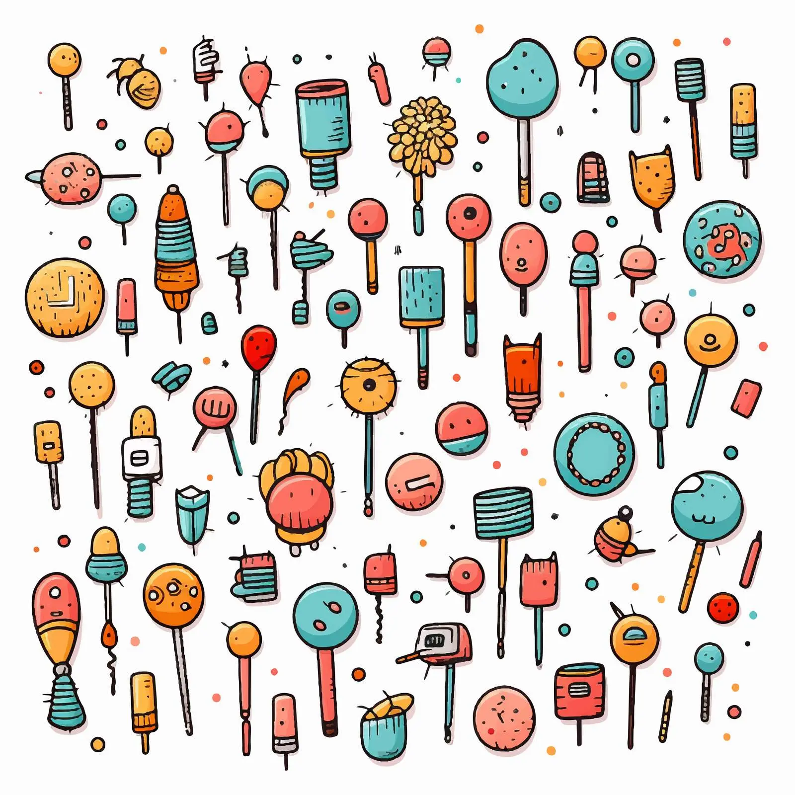 Doodle Vector Illustration of Pins on White Background — free download from Dotvec