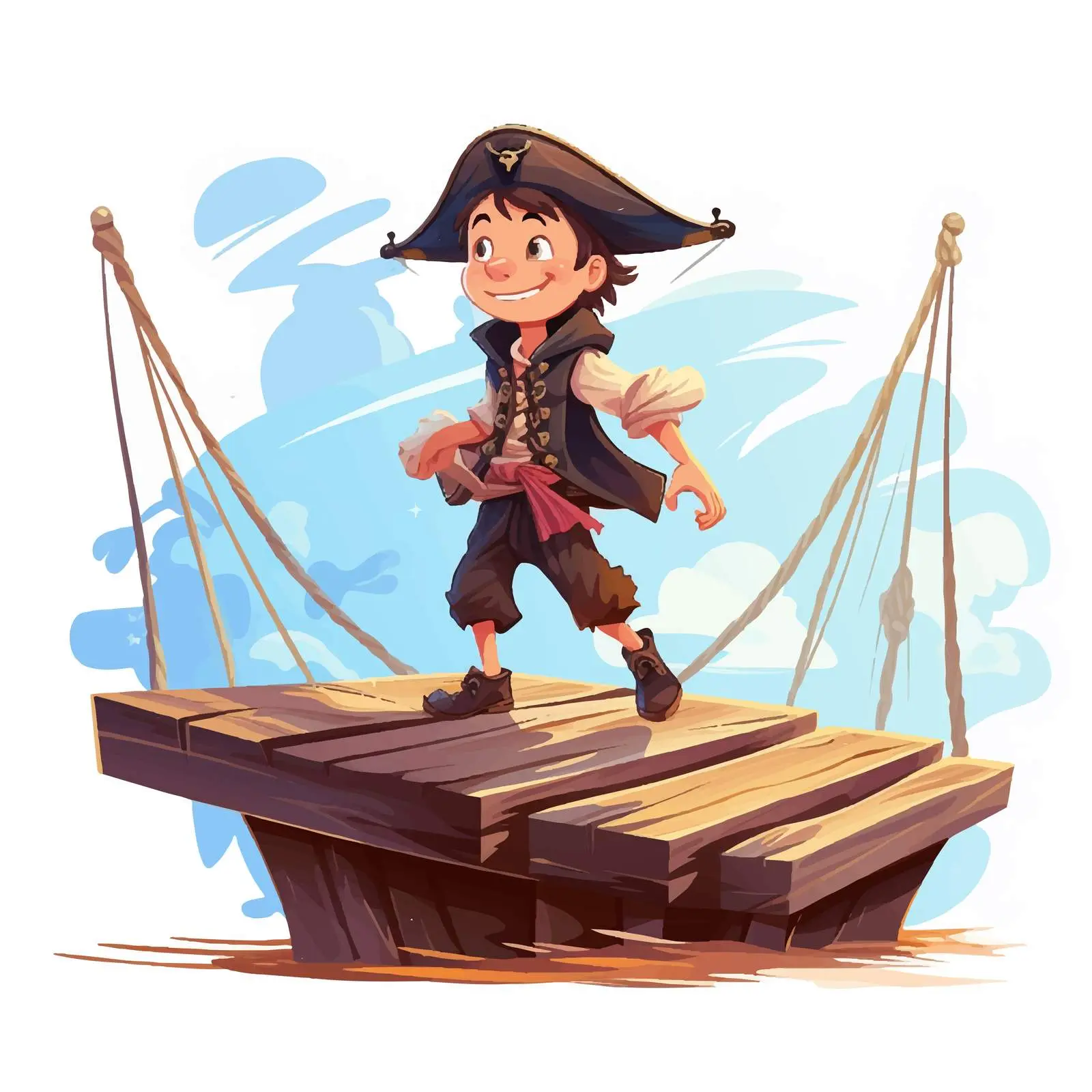 Boy Cartoon Pirate Walking the Plank Vector Art — free download from Dotvec