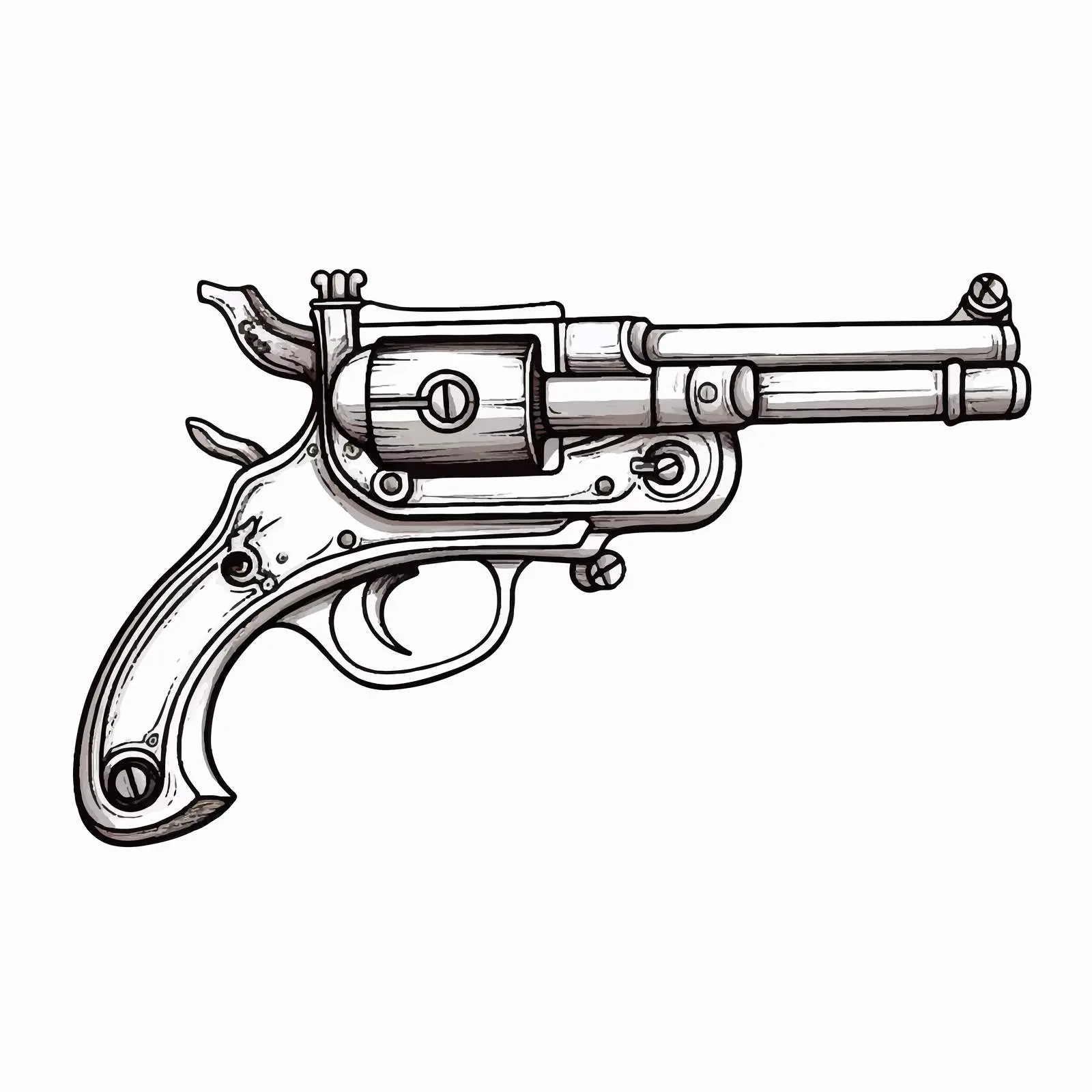 Pirate Gun Line Vector Illustration on White Background — free download from Dotvec