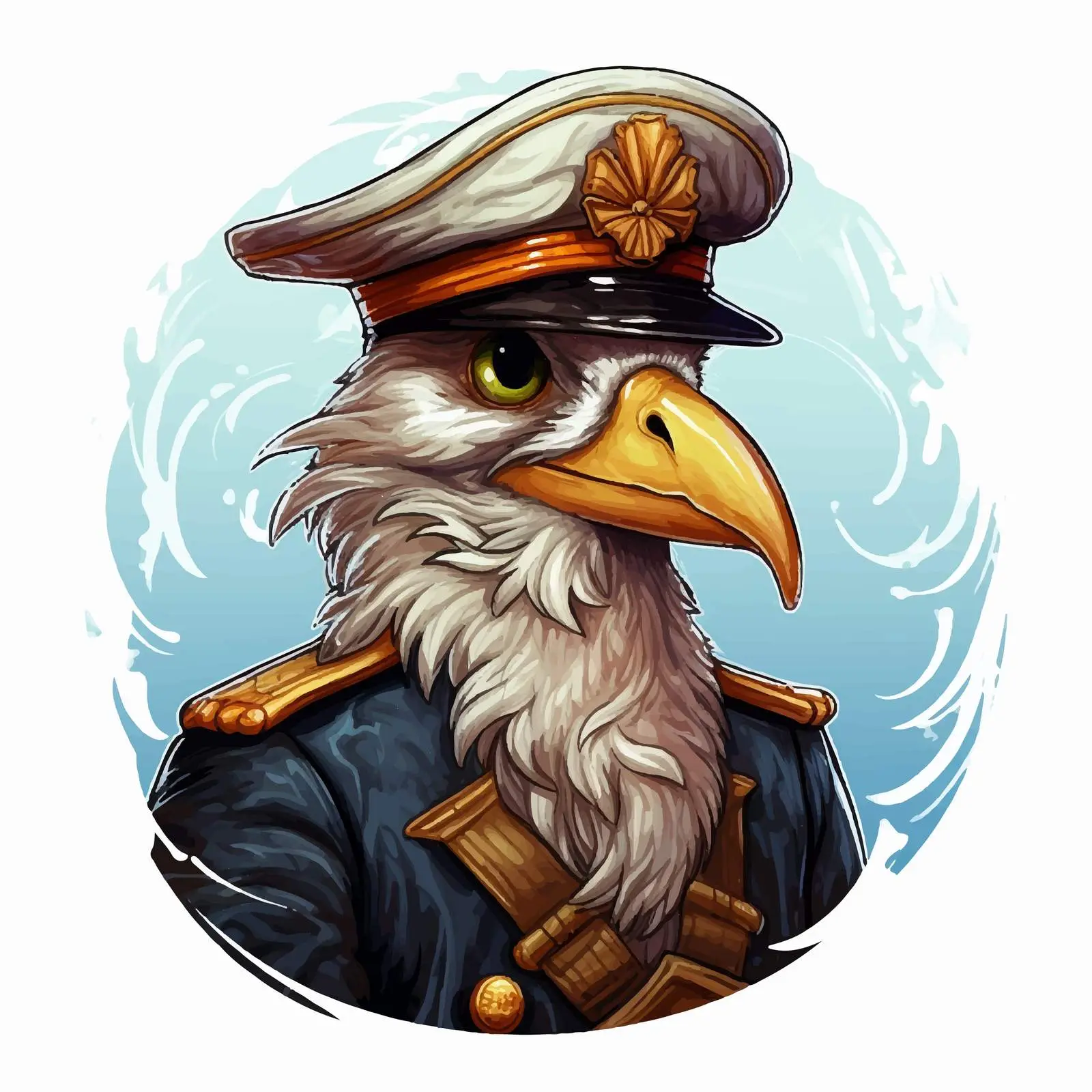 Funny Sailor Seagull Vector Illustration — free download from Dotvec