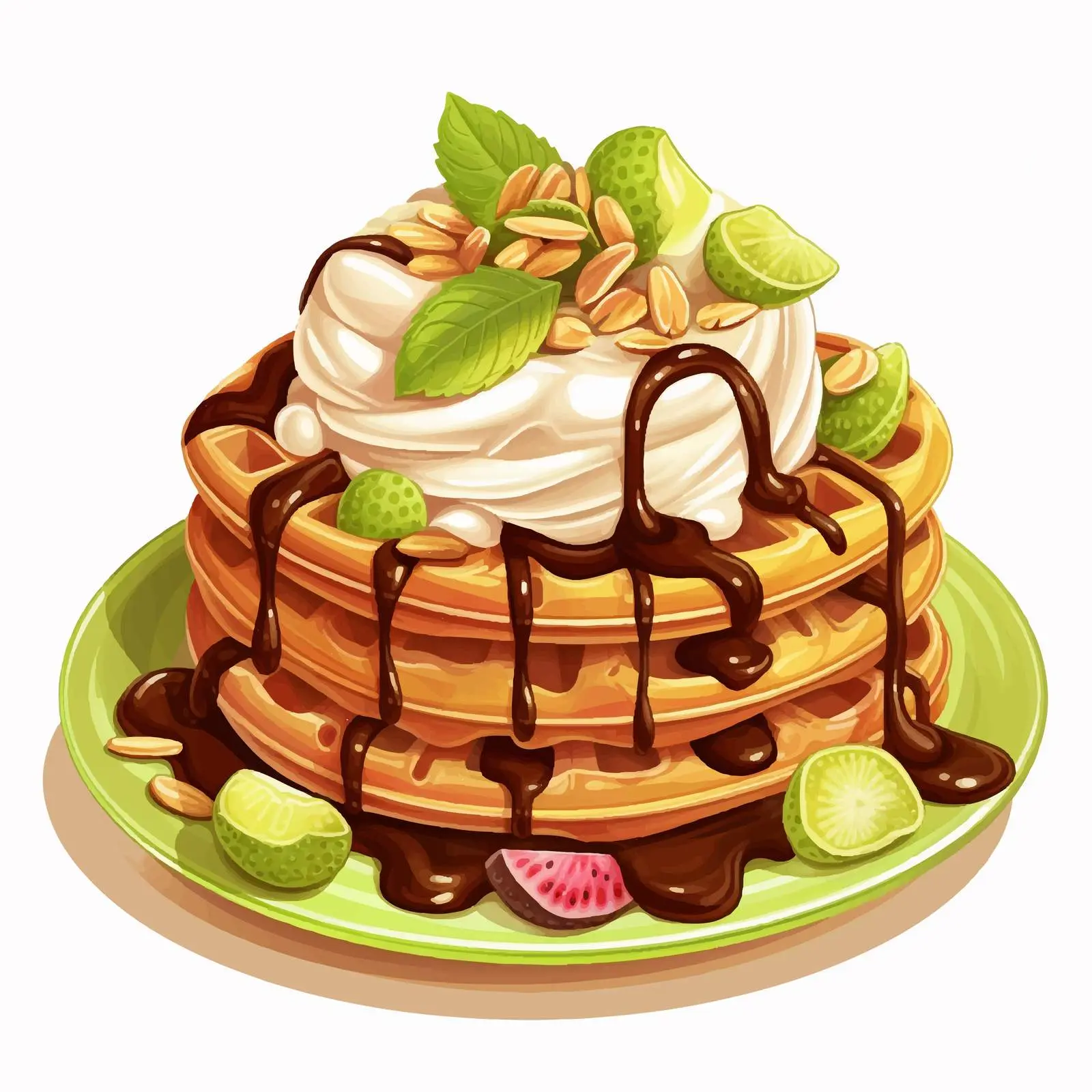 Pistachio Viennese Waffles with Ice Cream – free frozen dessert image from Dotvec