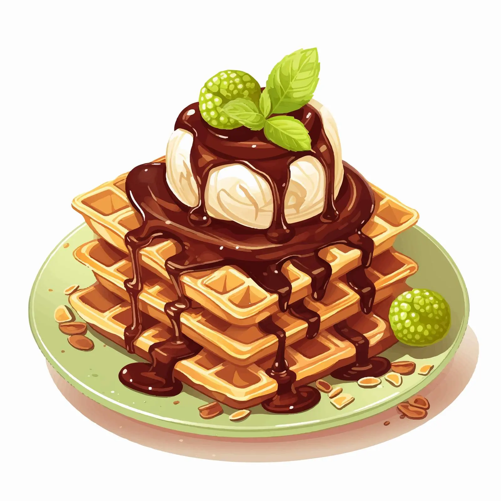 Pistachio Viennese Waffles with Ice Cream — free download from Dotvec