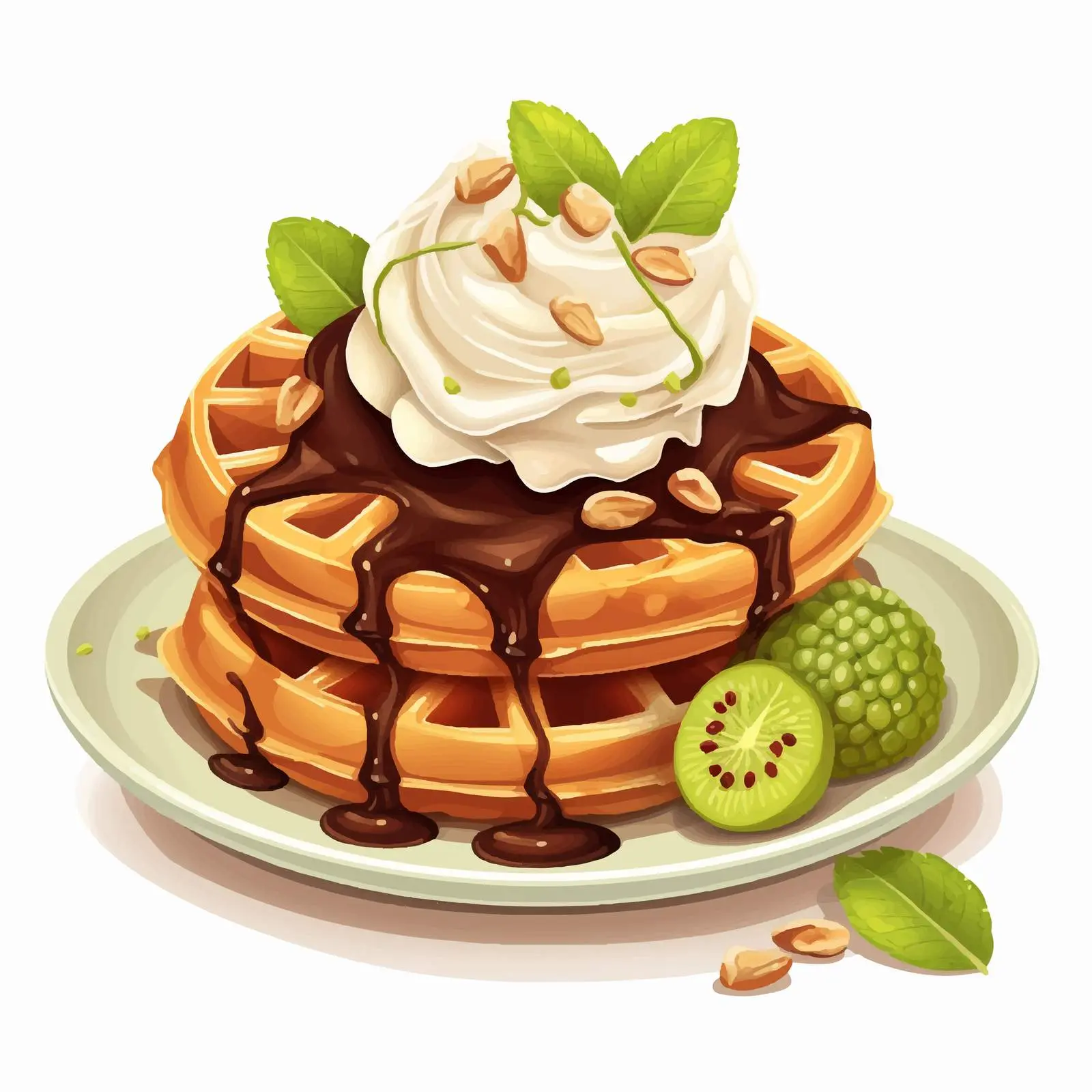 Pistachio Viennese Waffles with Ice Cream – free creamy image from Dotvec