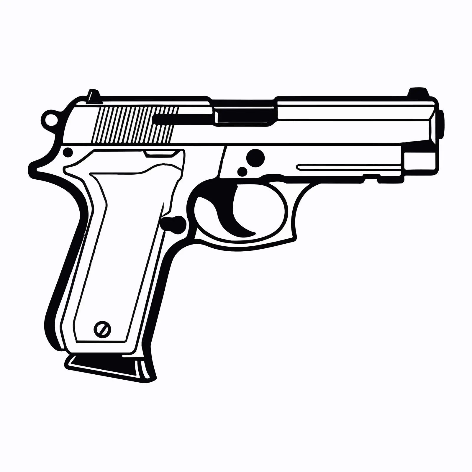 Outline Vector Illustration of Pistol Gun — free download from Dotvec