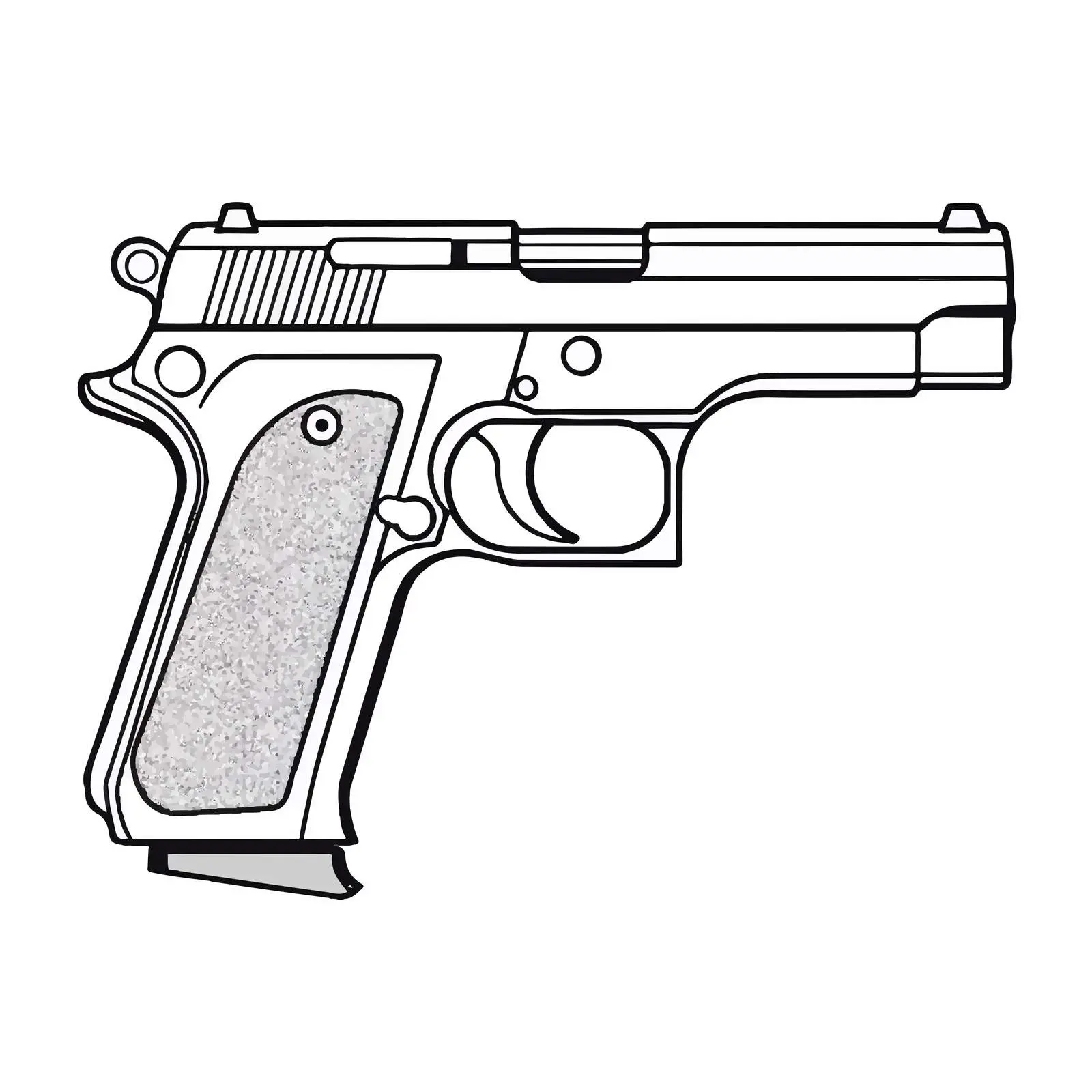 Pistol Gun Outline Vector Illustration on White Background — free download from Dotvec