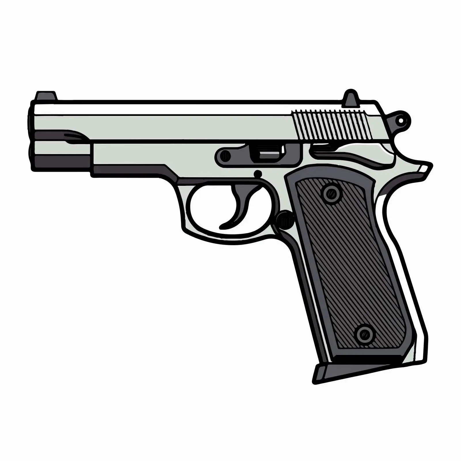 Pistol Gun Outline Vector Illustration on White Background — free download from Dotvec