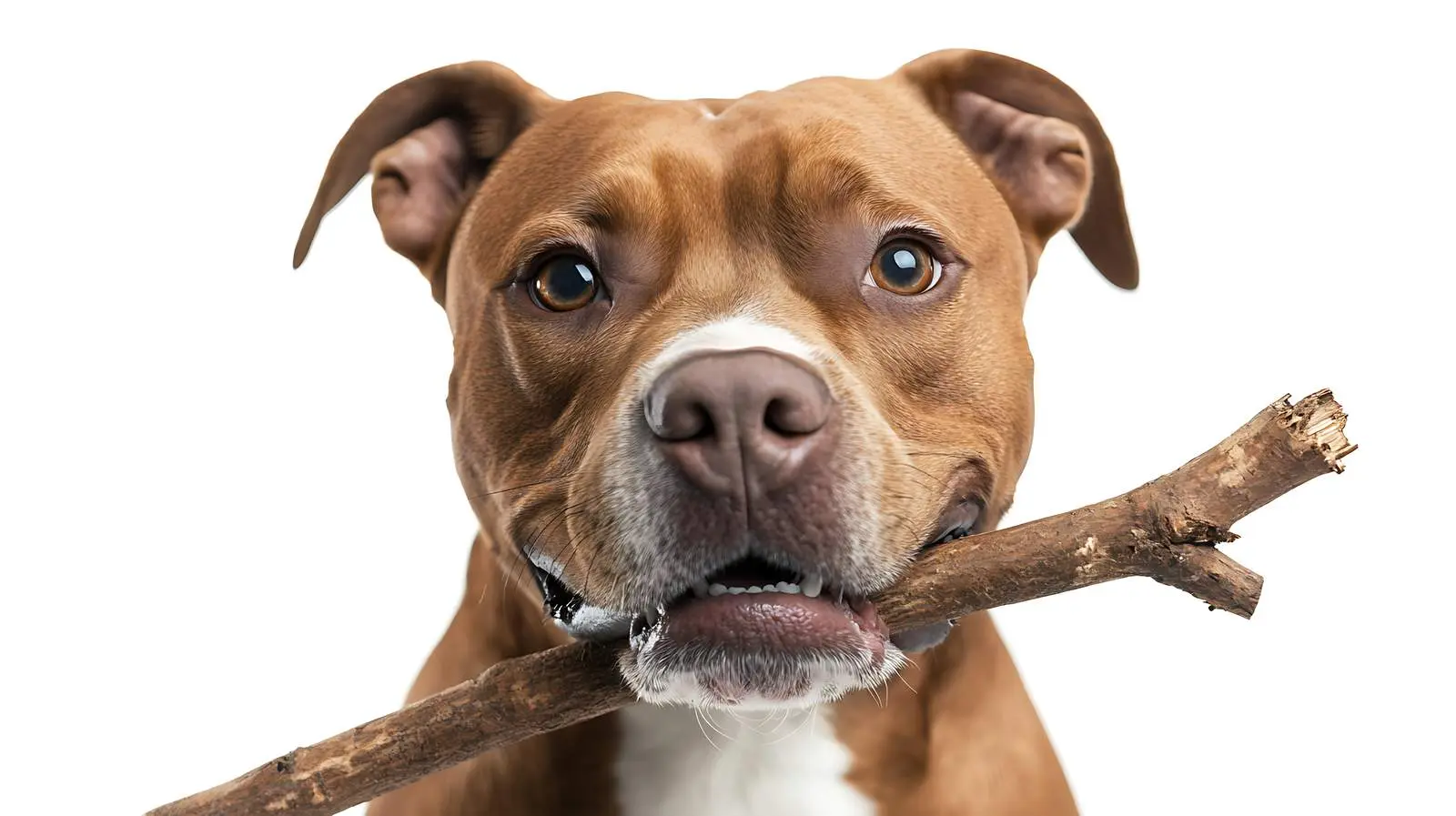 Pit Bull Playing with Stick on White Background — free download from Dotvec