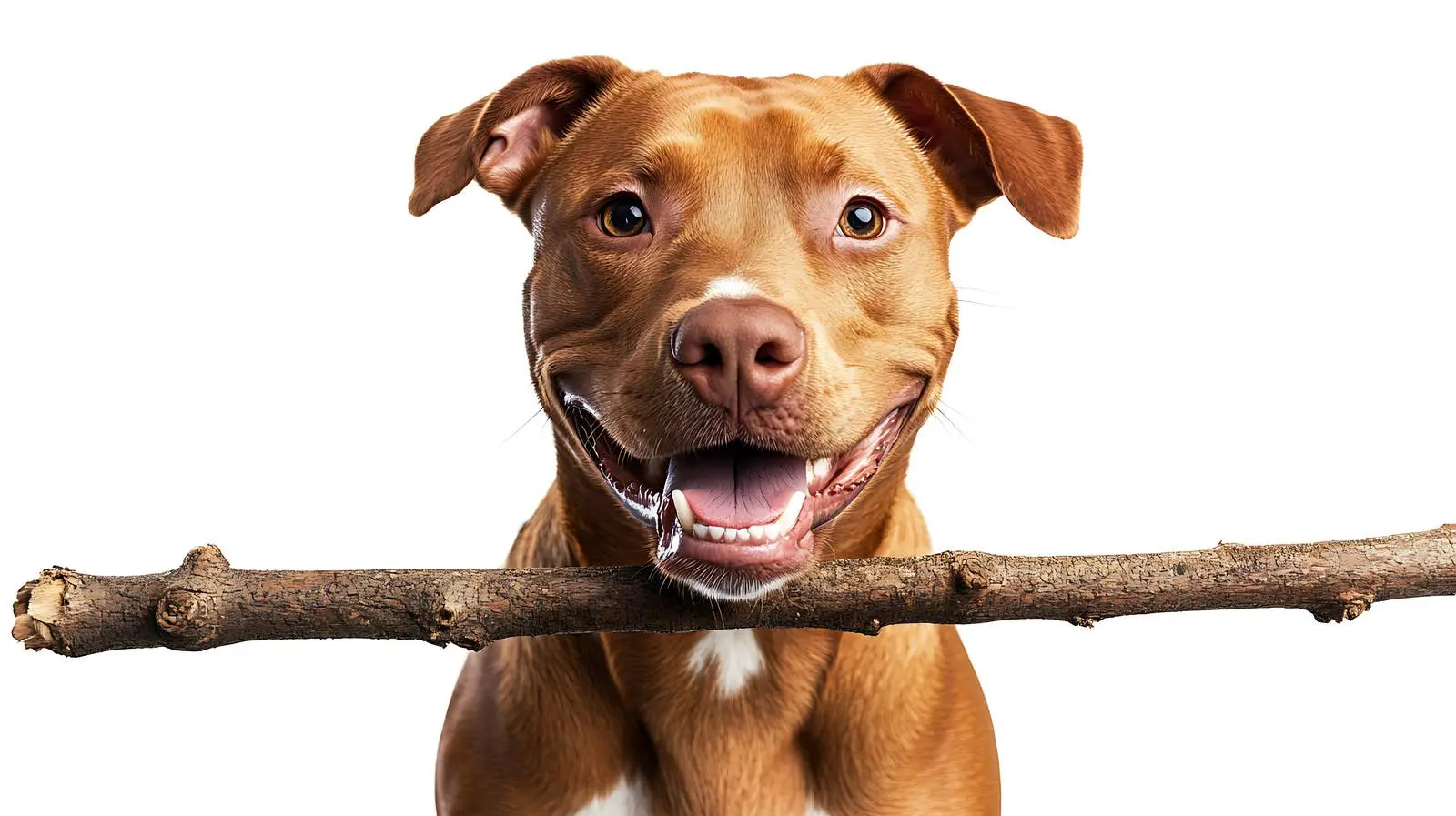 Pit Bull Playing with Stick on White Background — free download from Dotvec