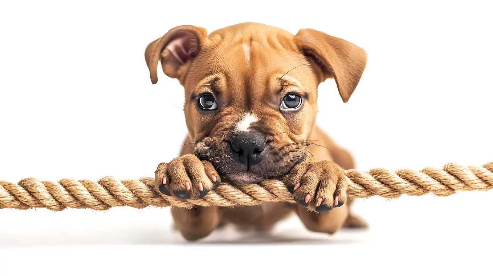 Pit Bull Puppy Playing with Rope on White Background — free download from Dotvec