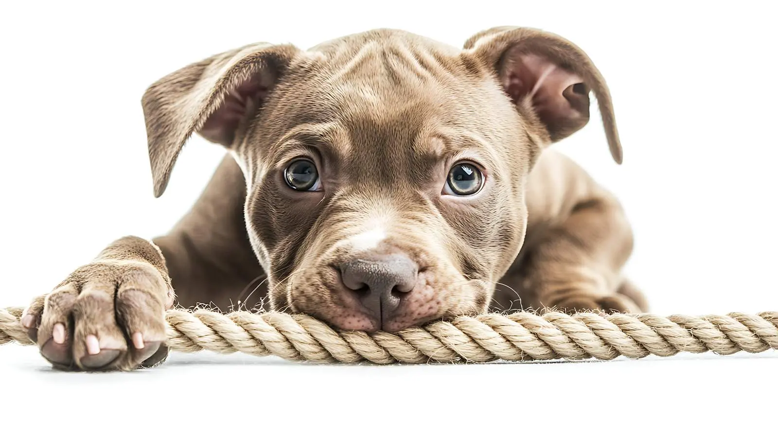 Pit Bull Puppy Playing with Rope – free energetic image from Dotvec