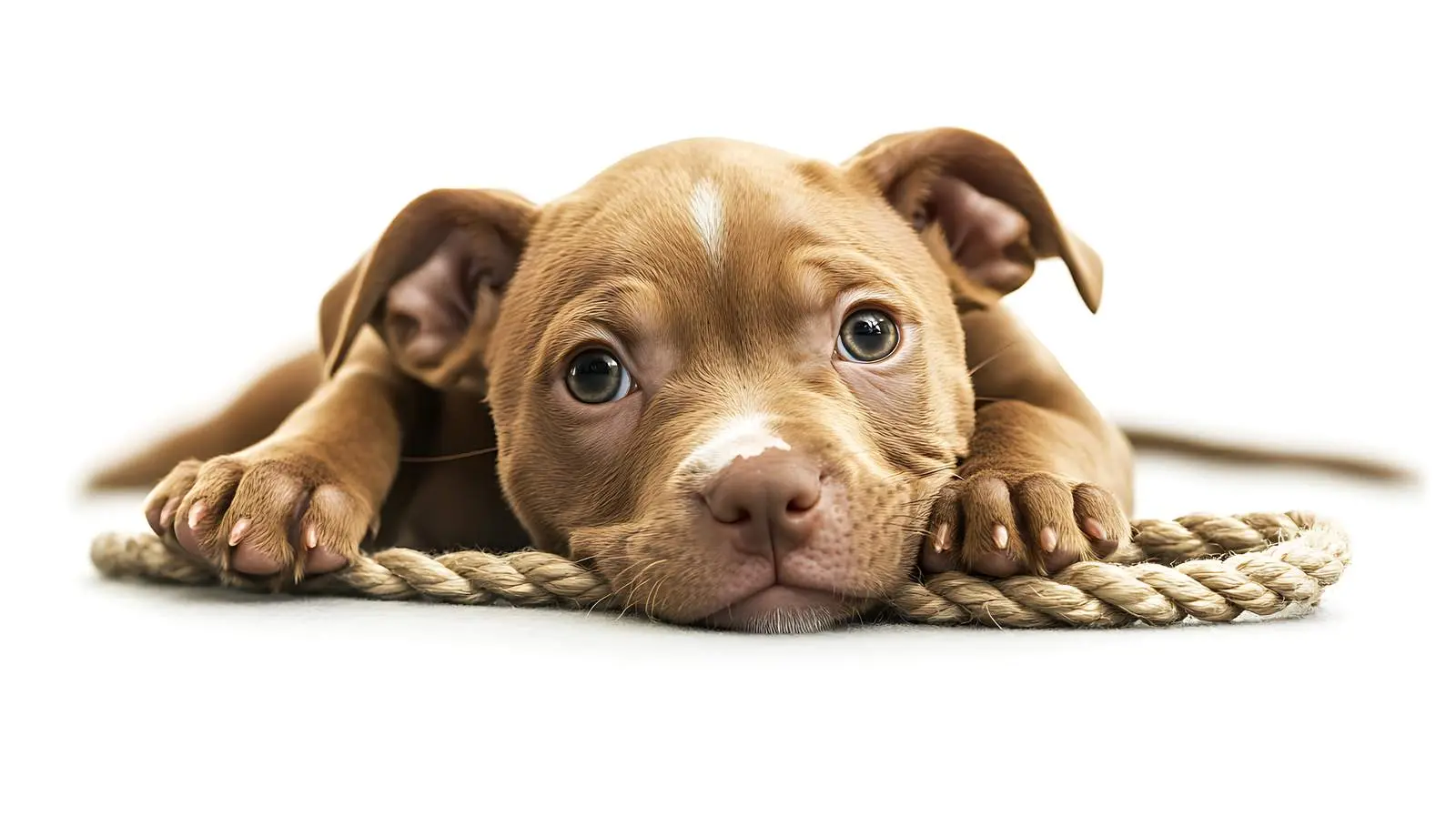 Playful Pitbull Puppy with Rope on Back – free mischievous image from Dotvec