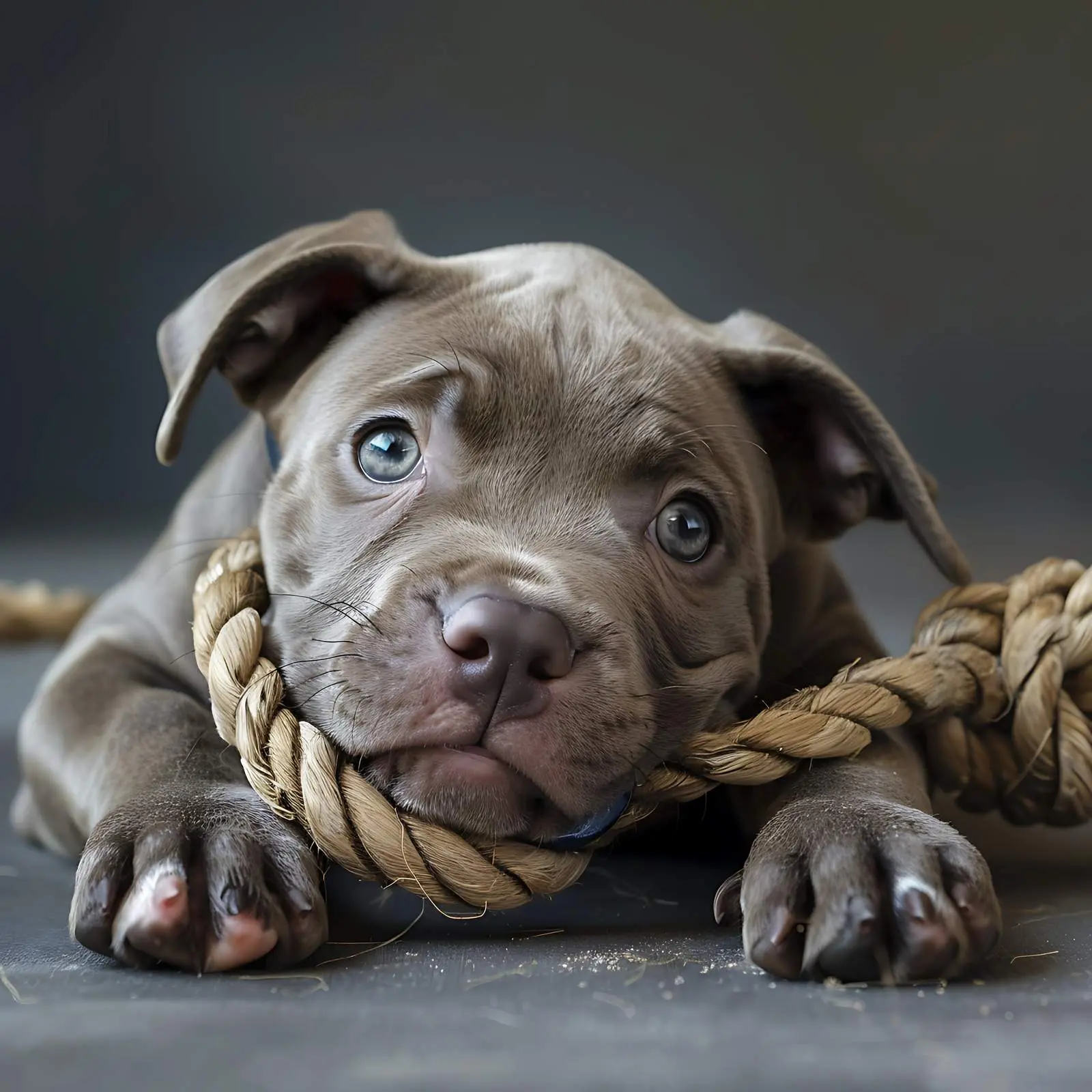 Playful Pitbull Puppy with Rope — free download from Dotvec