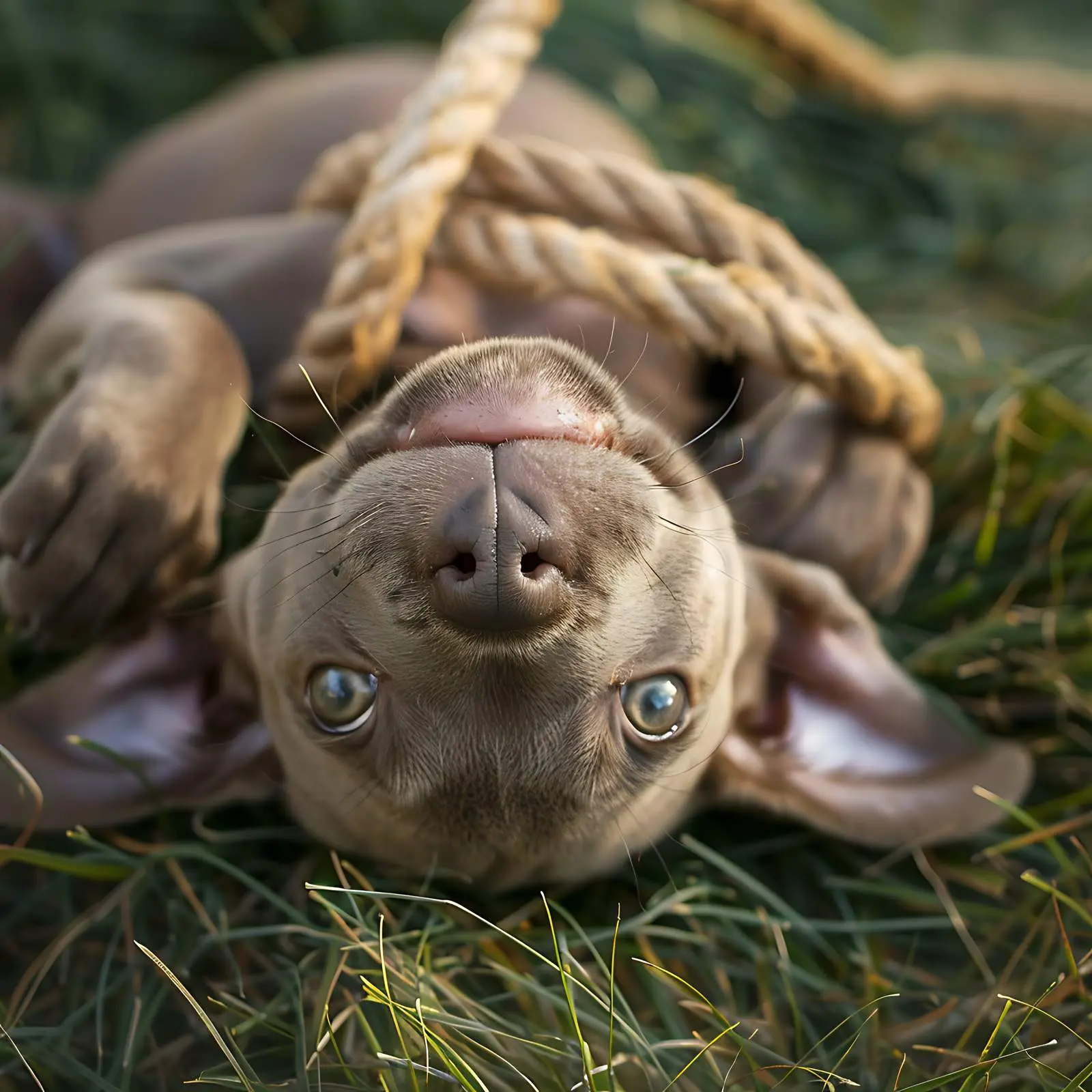 Playful Pitbull Puppy with Rope — free download from Dotvec