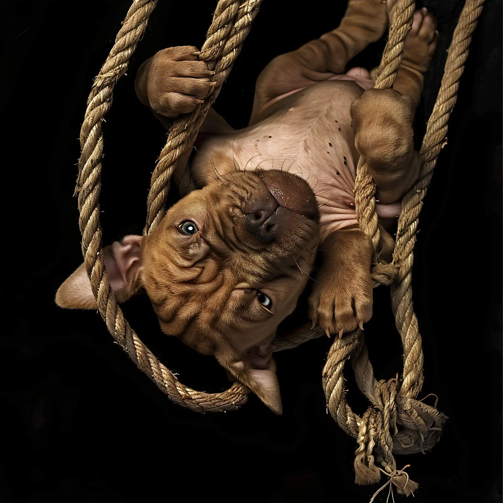 Playful Pitbull Puppy with Rope on Back – free mischievous image from Dotvec