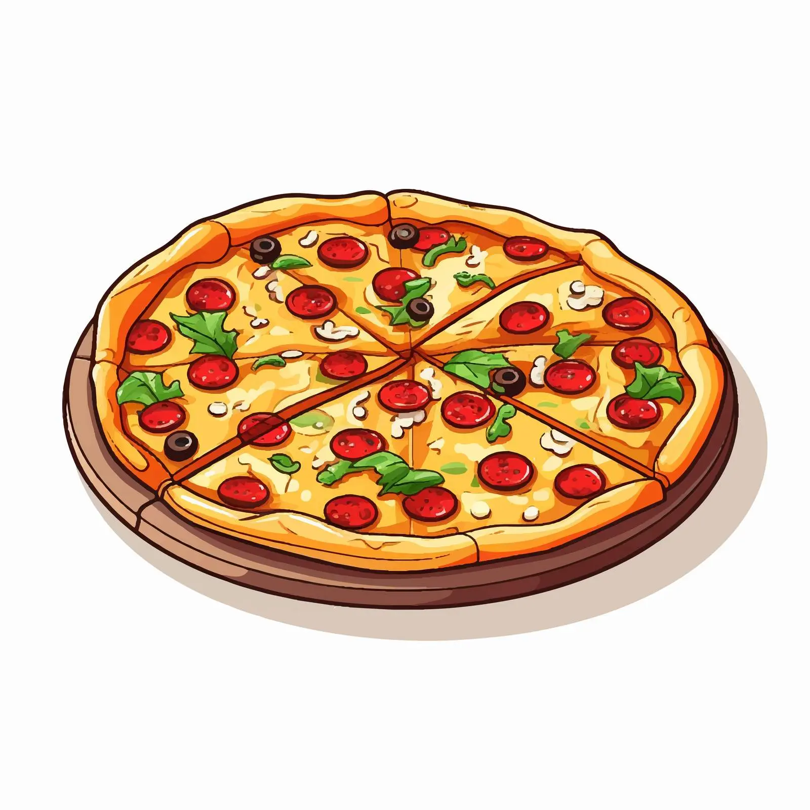 Cartoon Pizza Line Vector Illustration — free download from Dotvec