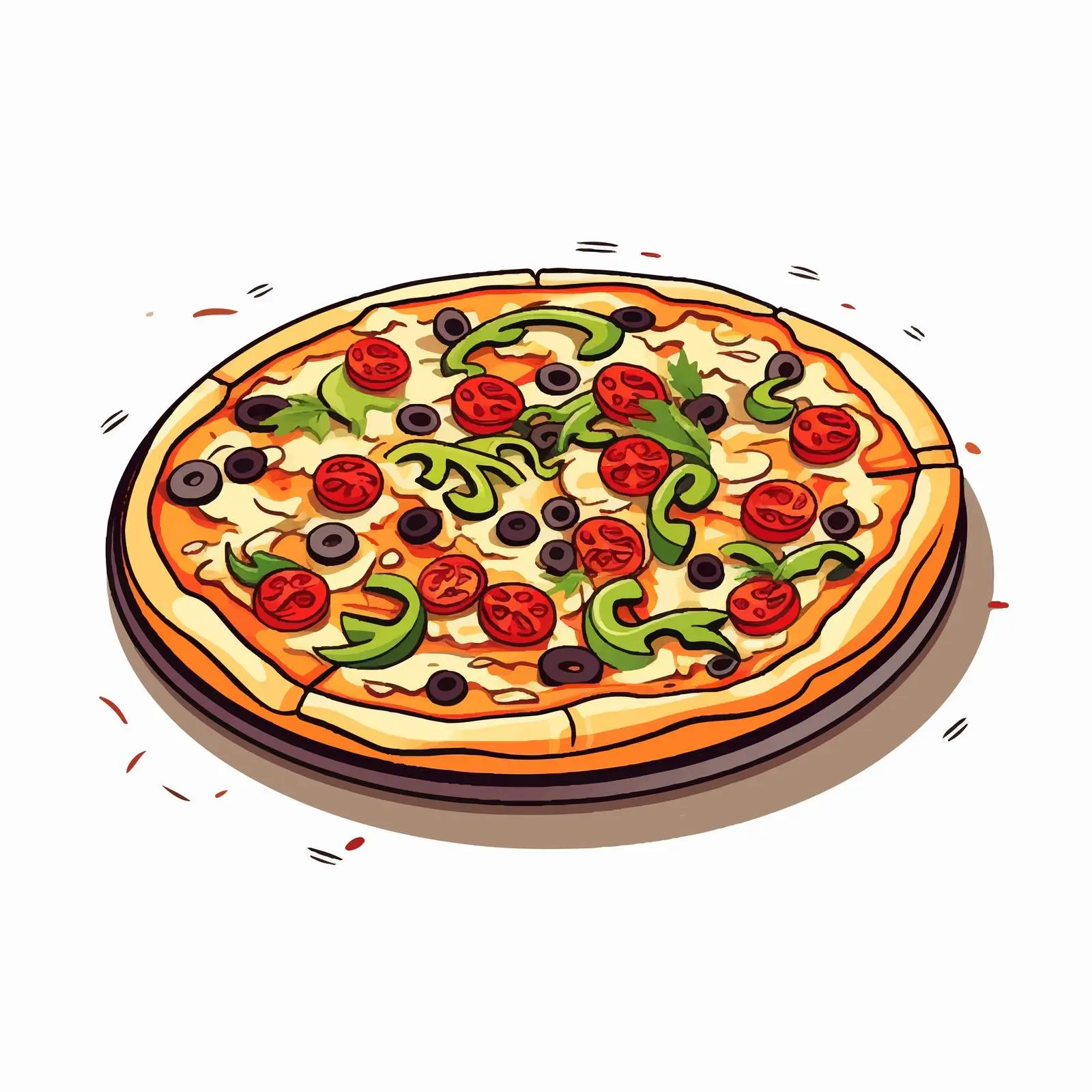 Cartoon Pizza Line Vector Illustration — free download from Dotvec