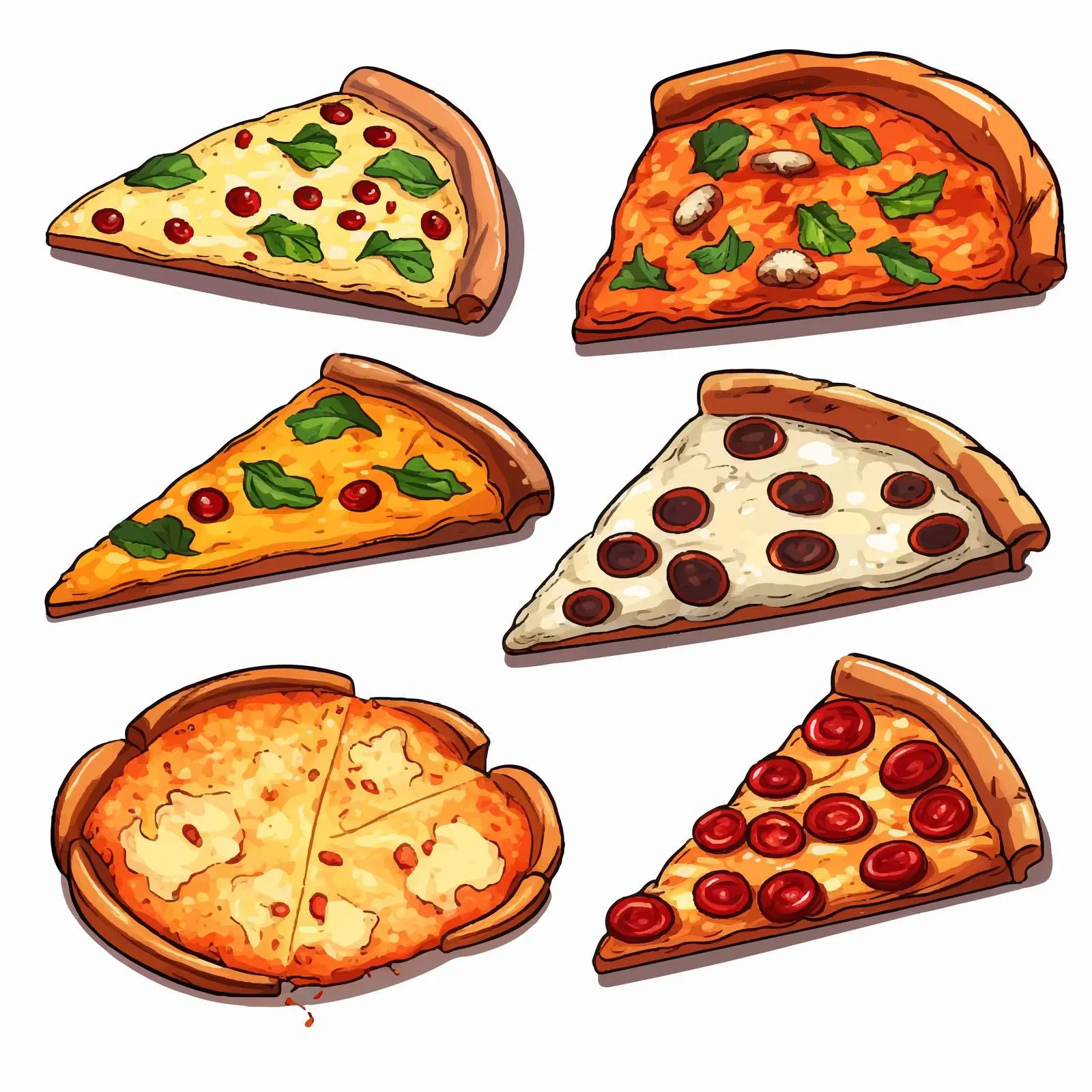 Colorful Pizza Doodle Vector Artwork — free download from Dotvec