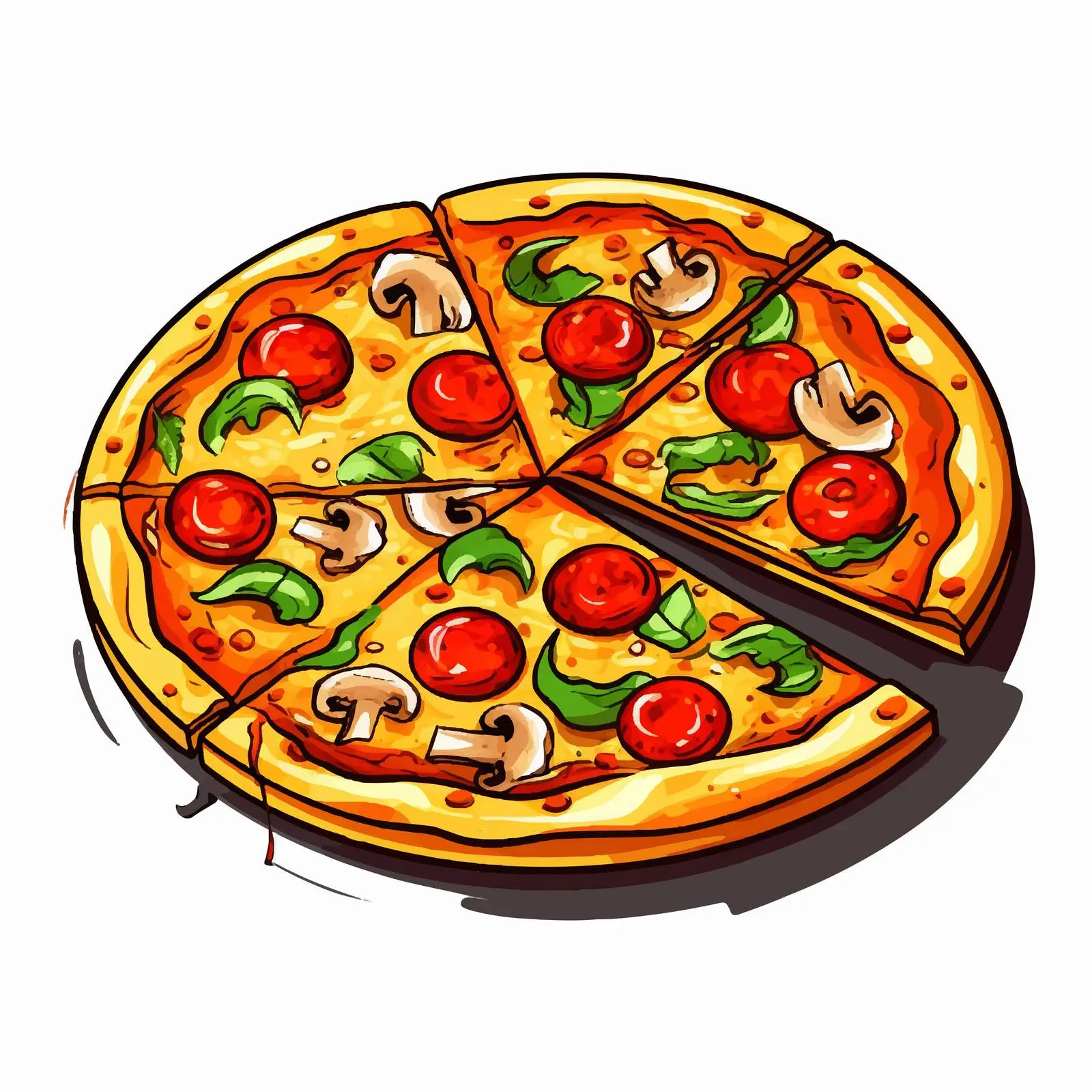 Cartoon Pizza Vector Illustration — free download from Dotvec
