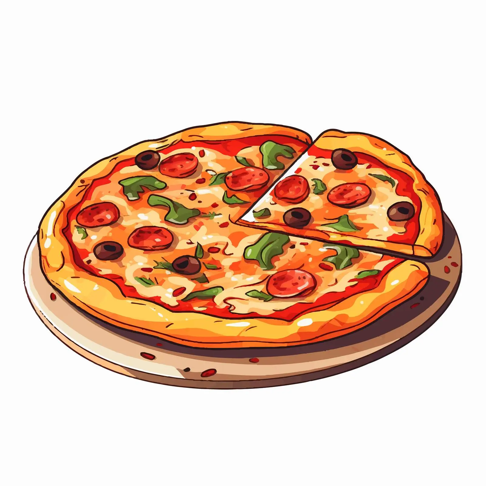 Cartoon Pizza Vector Illustration — free download from Dotvec