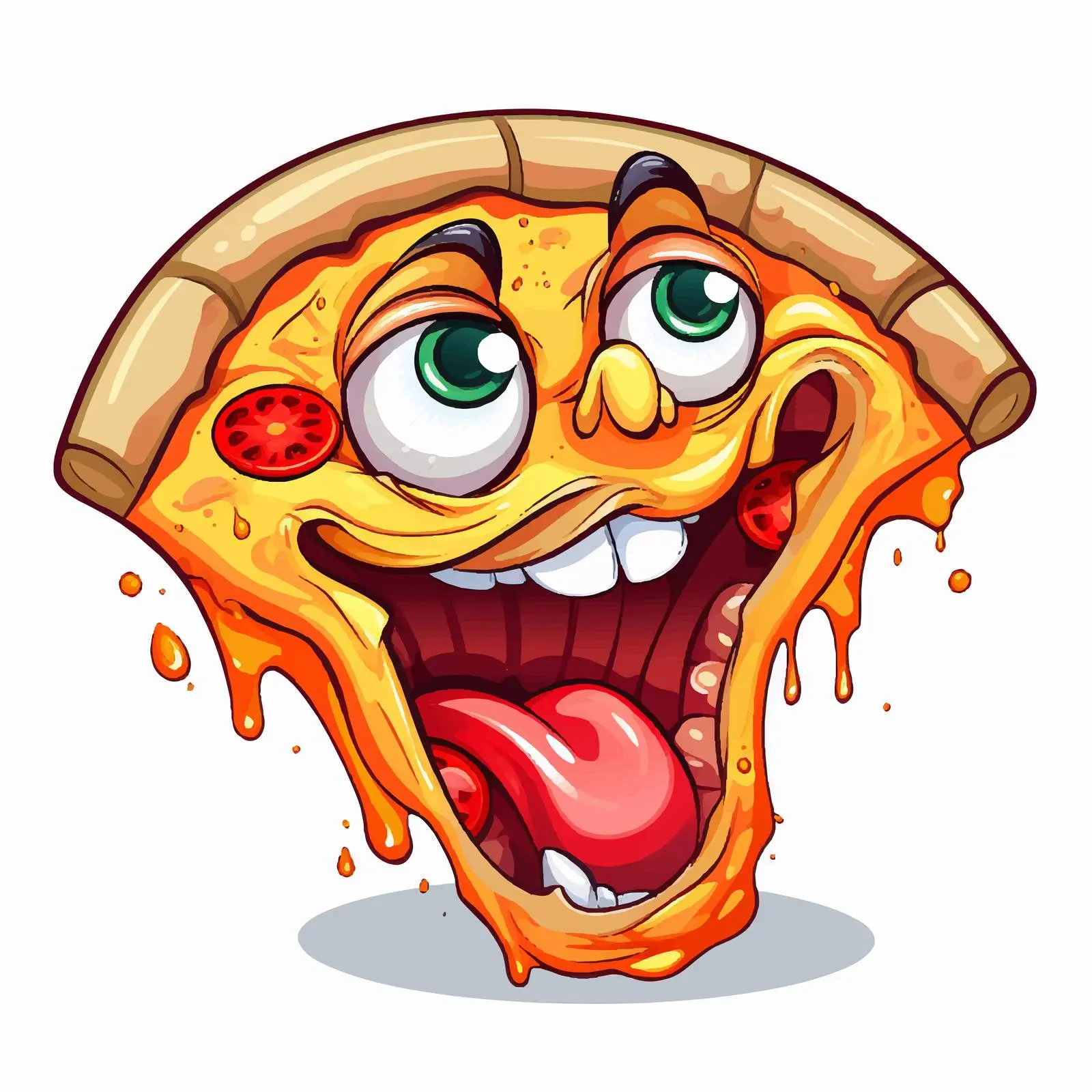 Cartoon Pizza with Funny Face Illustration – free playful food art image from Dotvec
