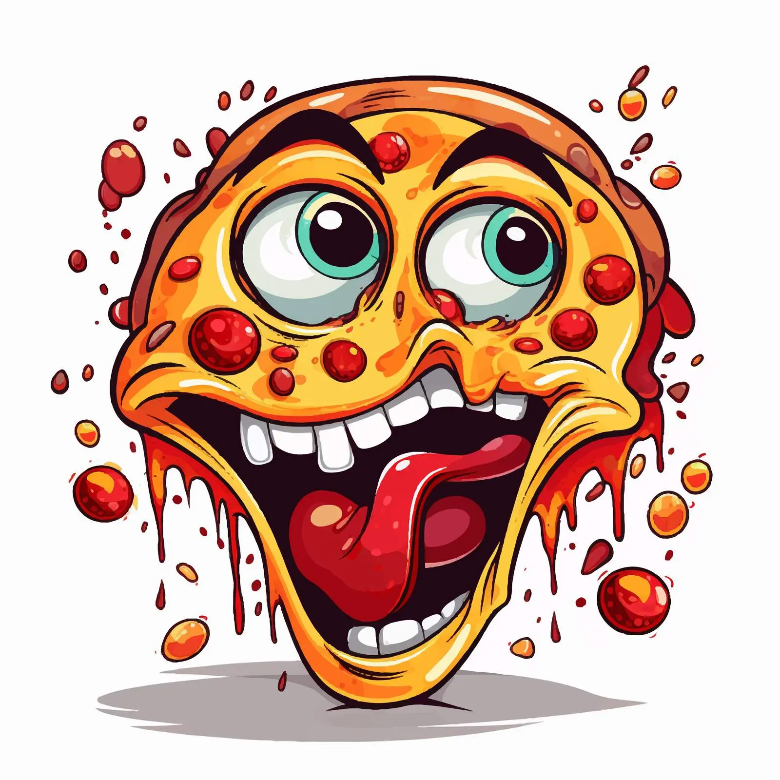 Cartoon Pizza with Silly Face Illustration — free download from Dotvec