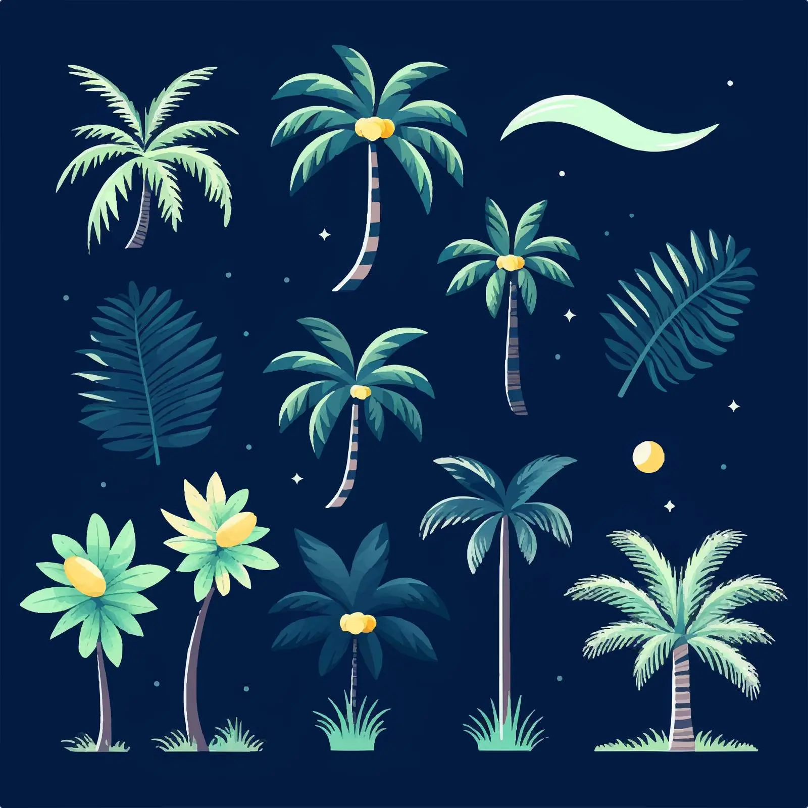 Palm Sunday Clip Art Elements Universal Design – free modern vectors image from Dotvec