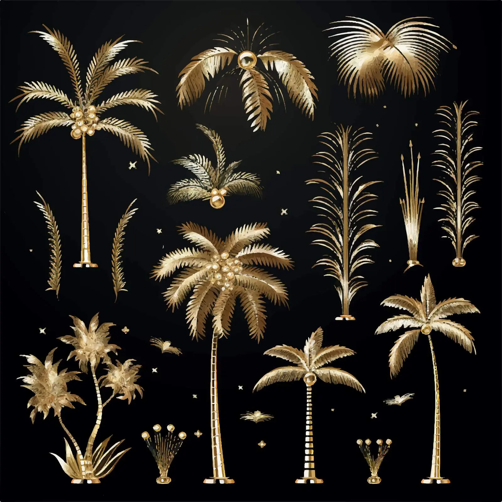 Elegant Palm Sunday Clip Art Set with Golden Elements — free download from Dotvec