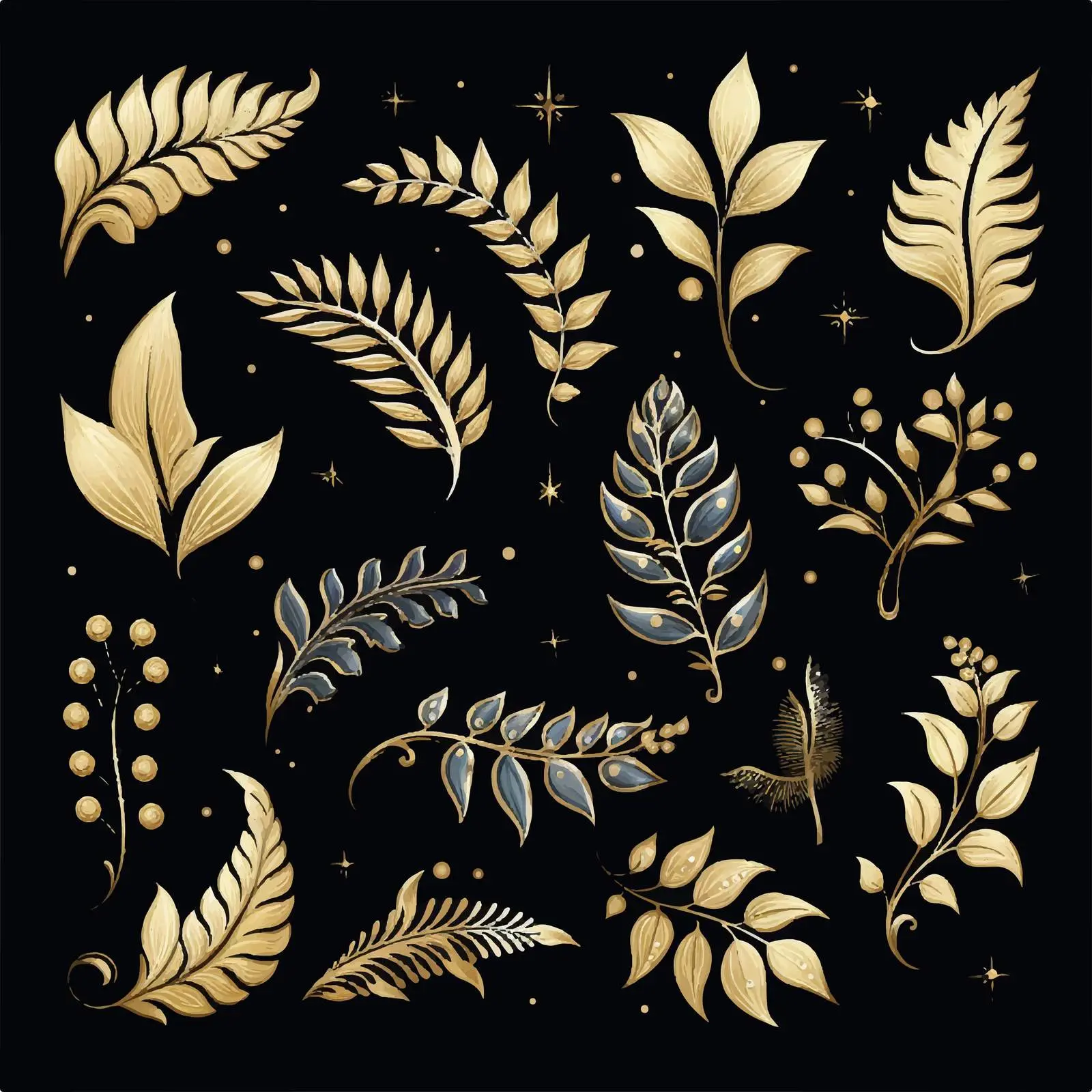 Elegant Palm Sunday Clip Art Set with Golden Elements — free download from Dotvec