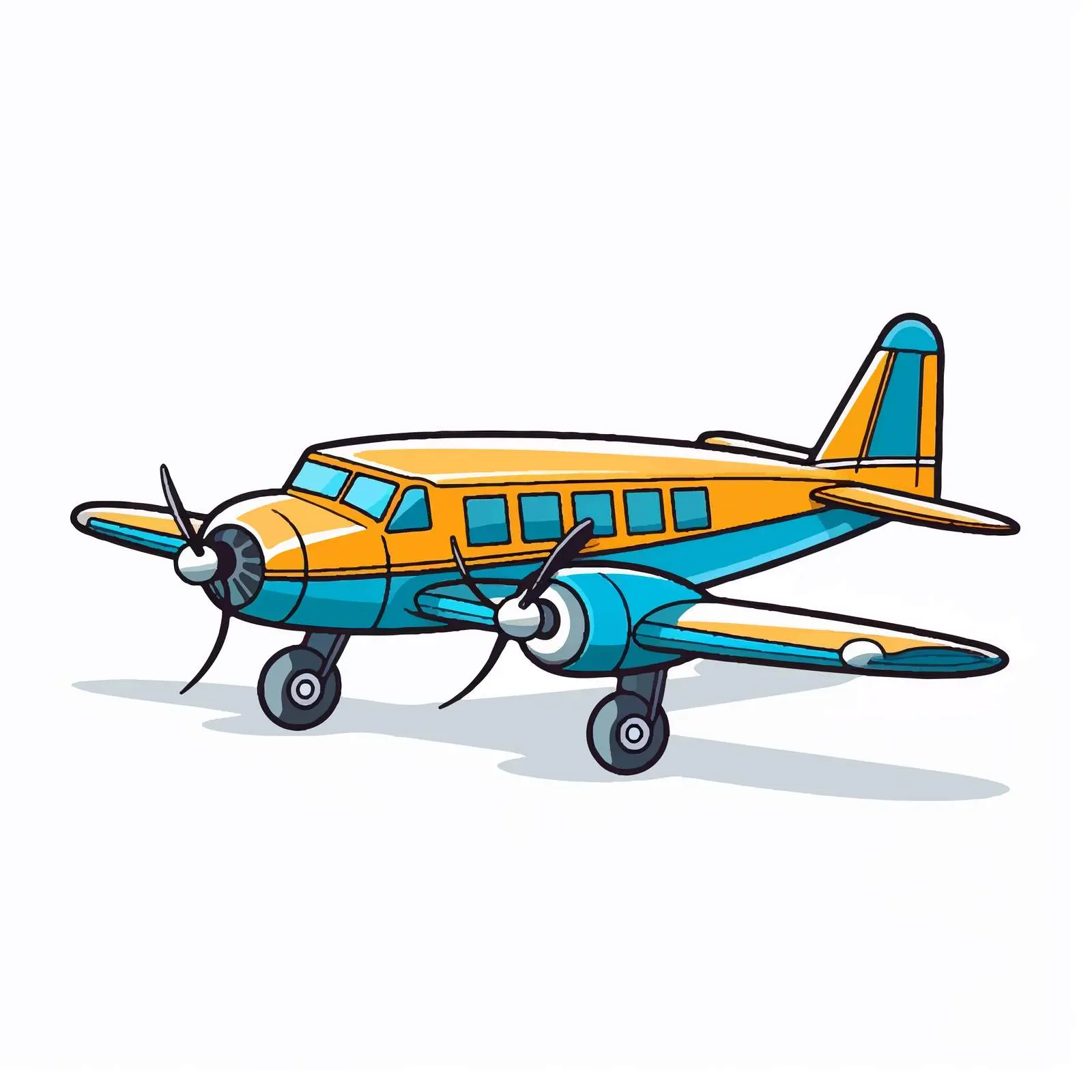 Colorful Cartoon Plane Vector Illustration – free transportation vector image from Dotvec