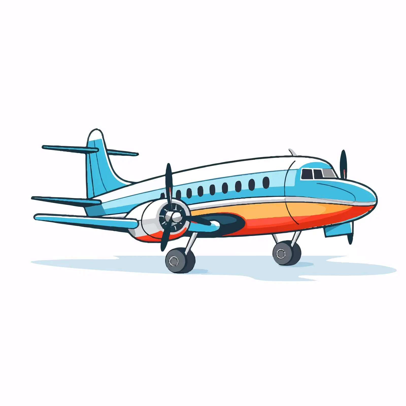 Cartoon Plane Line Vector Illustration — free download from Dotvec