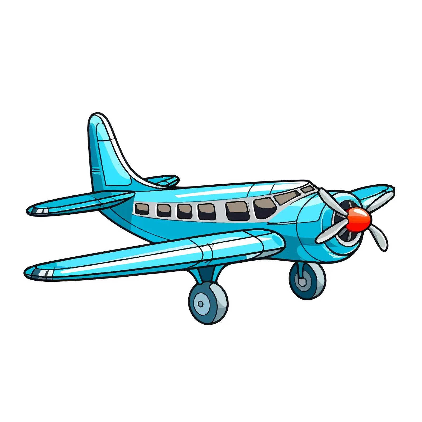 Cartoon Plane Vector Line Illustration – free transportation vector image from Dotvec